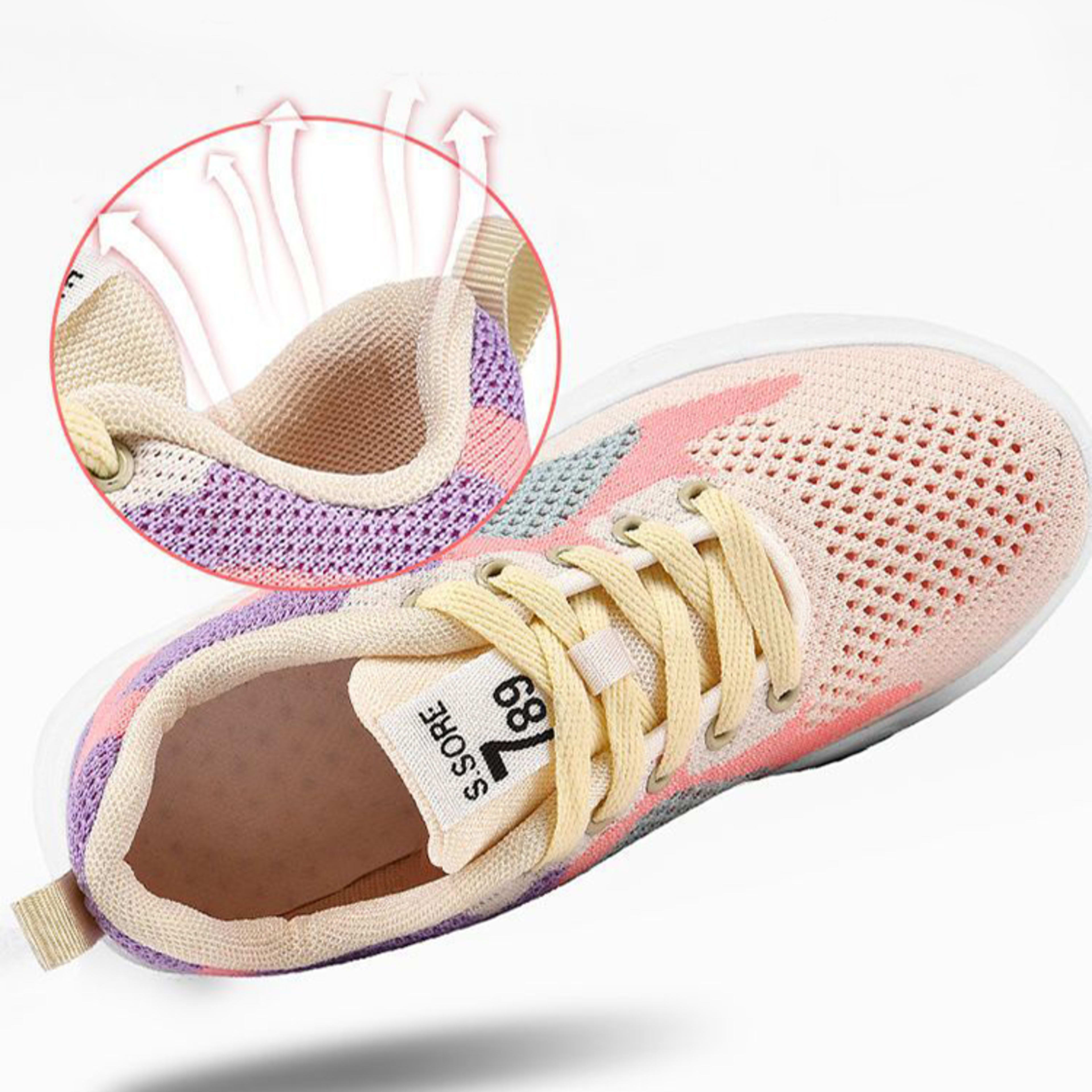 Casual Colorblock Lace-up Sneakers Women Versatile Breathable Lightweight Walking Running Shoes 3