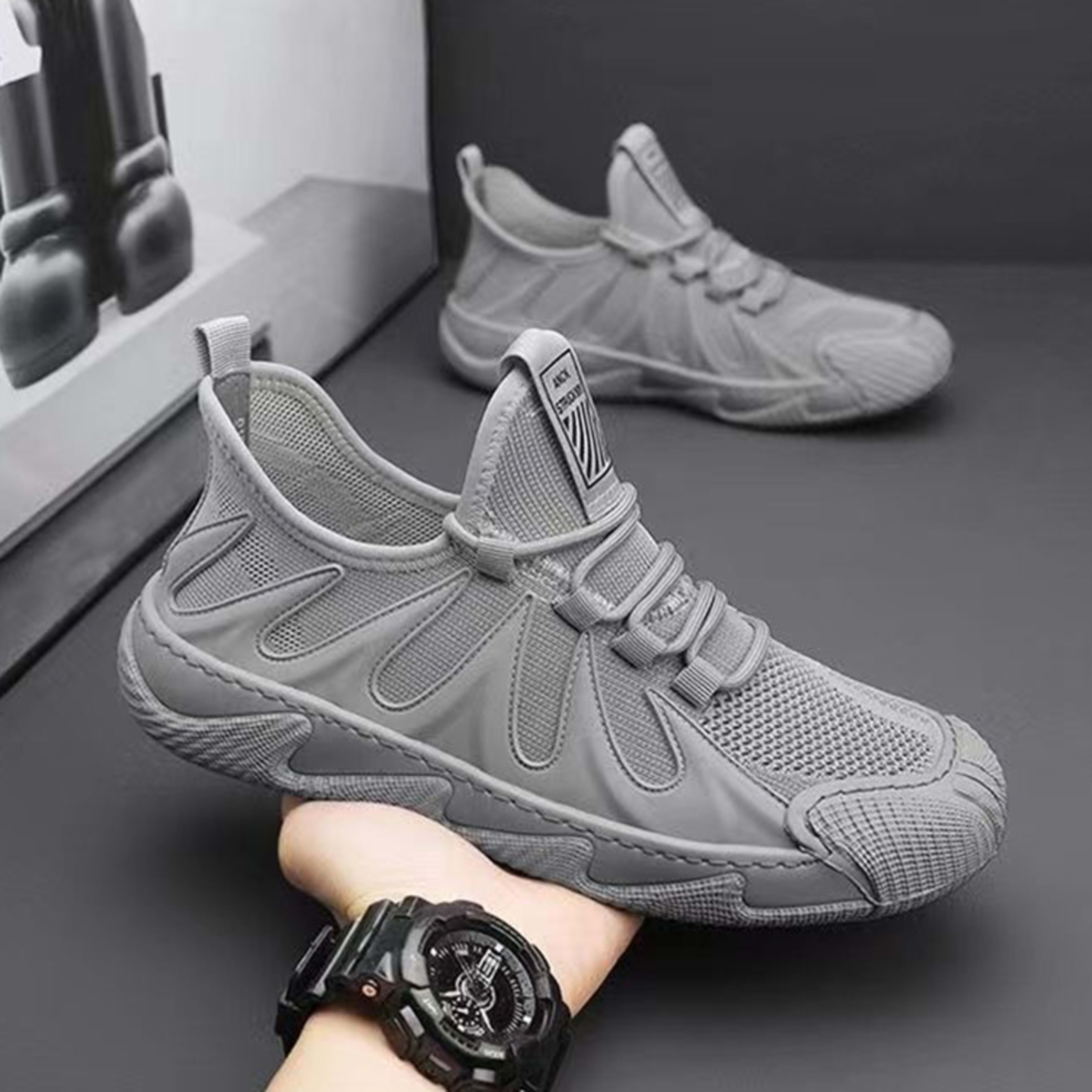 Breathable Mesh Sports Shoes Casual Lace-up Sneakers Men Non-slip Shoes 4