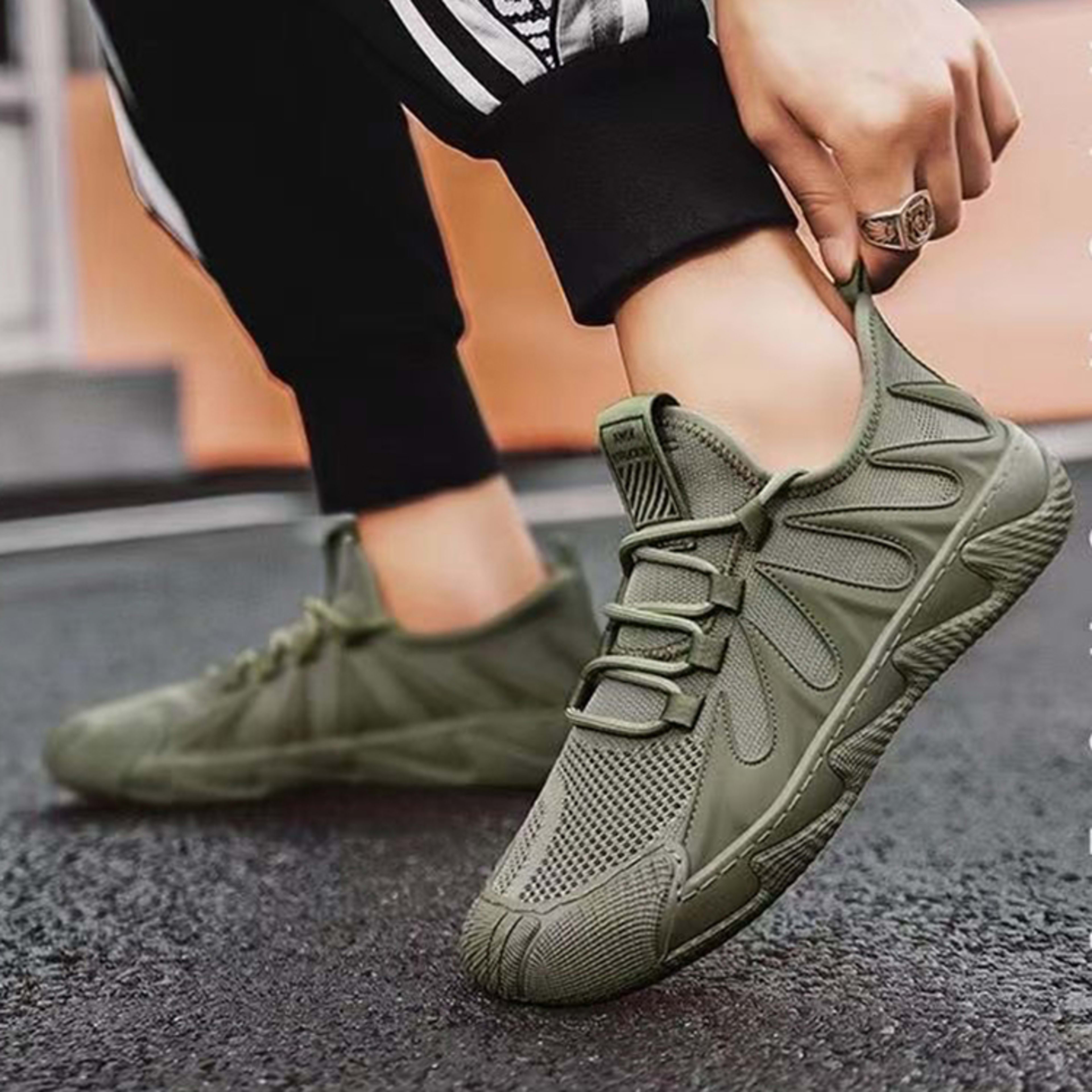 Breathable Mesh Sports Shoes Casual Lace-up Sneakers Men Non-slip Shoes 5