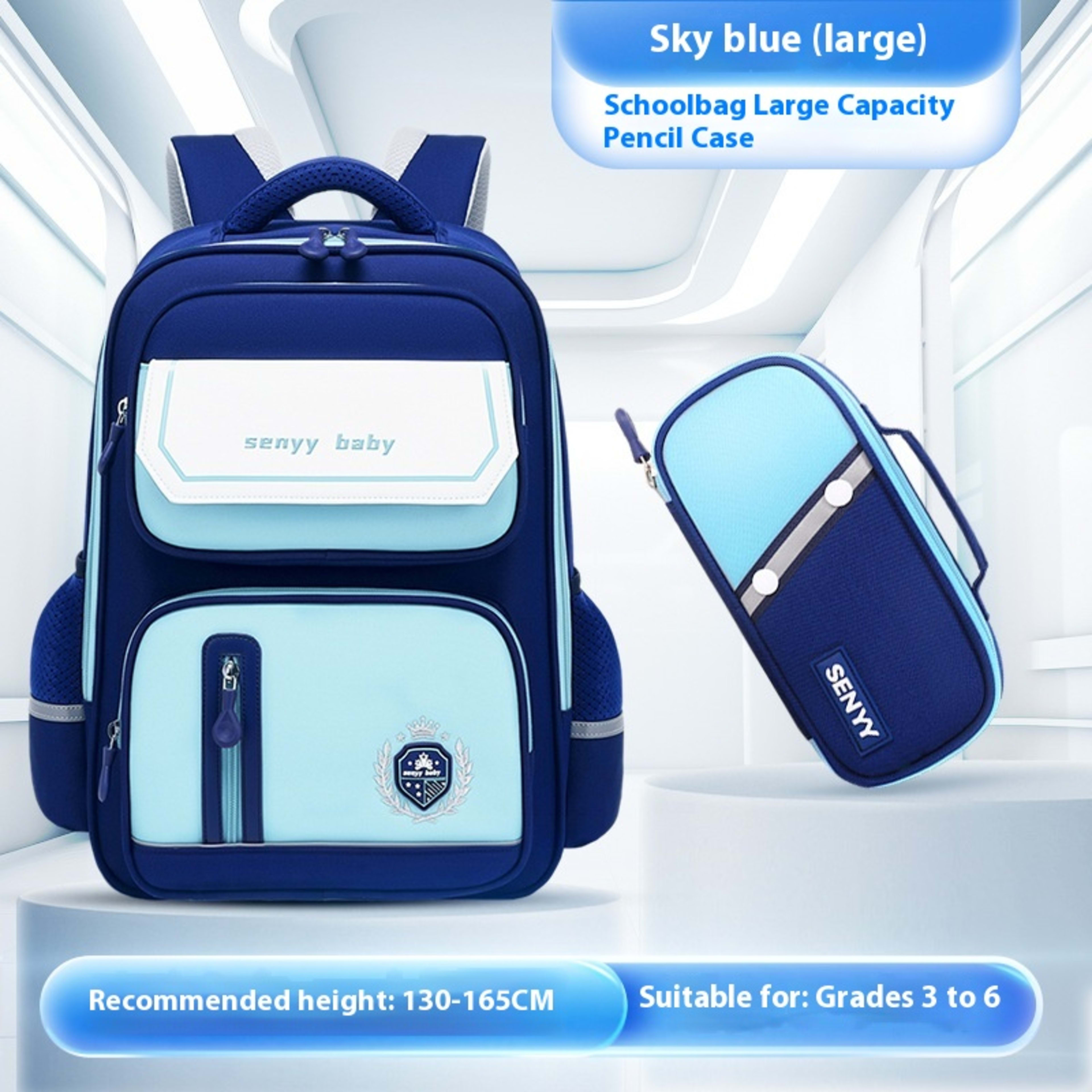 Children's Spine Protector Backpack With Water-repellent Large Capacity Oxford Cloth School Bag 32