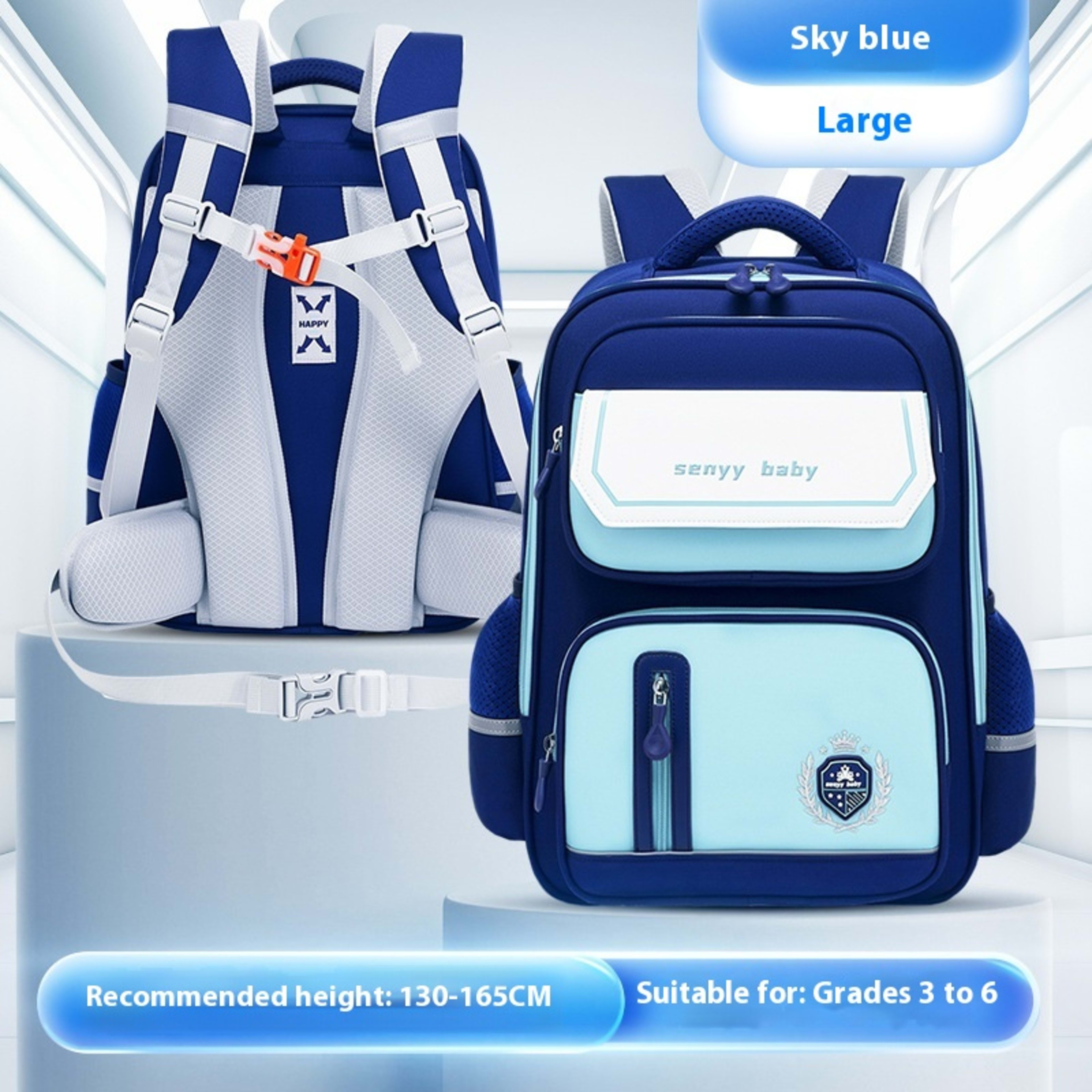 Children's Spine Protector Backpack With Water-repellent Large Capacity Oxford Cloth School Bag 28
