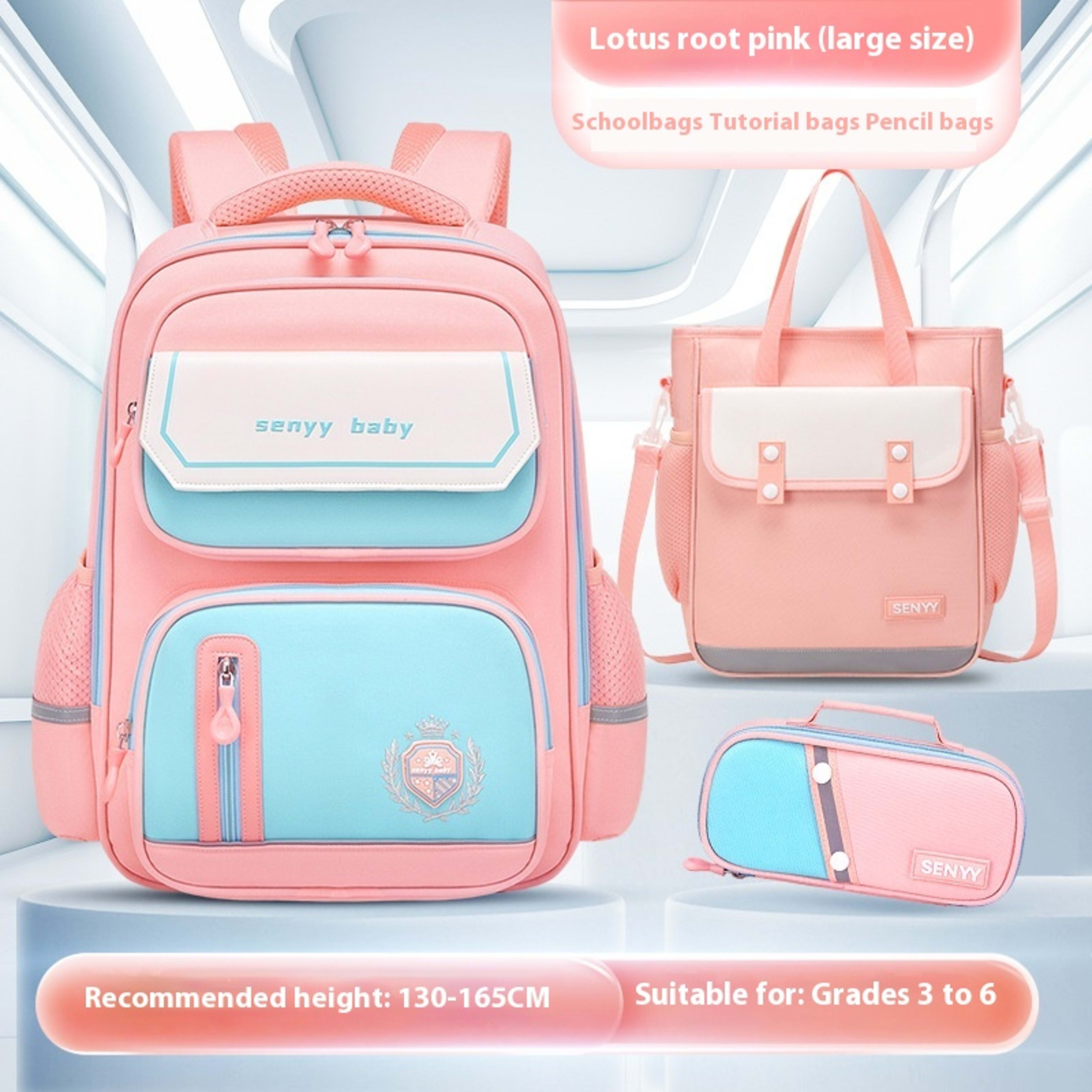 Children's Spine Protector Backpack With Water-repellent Large Capacity Oxford Cloth School Bag 24