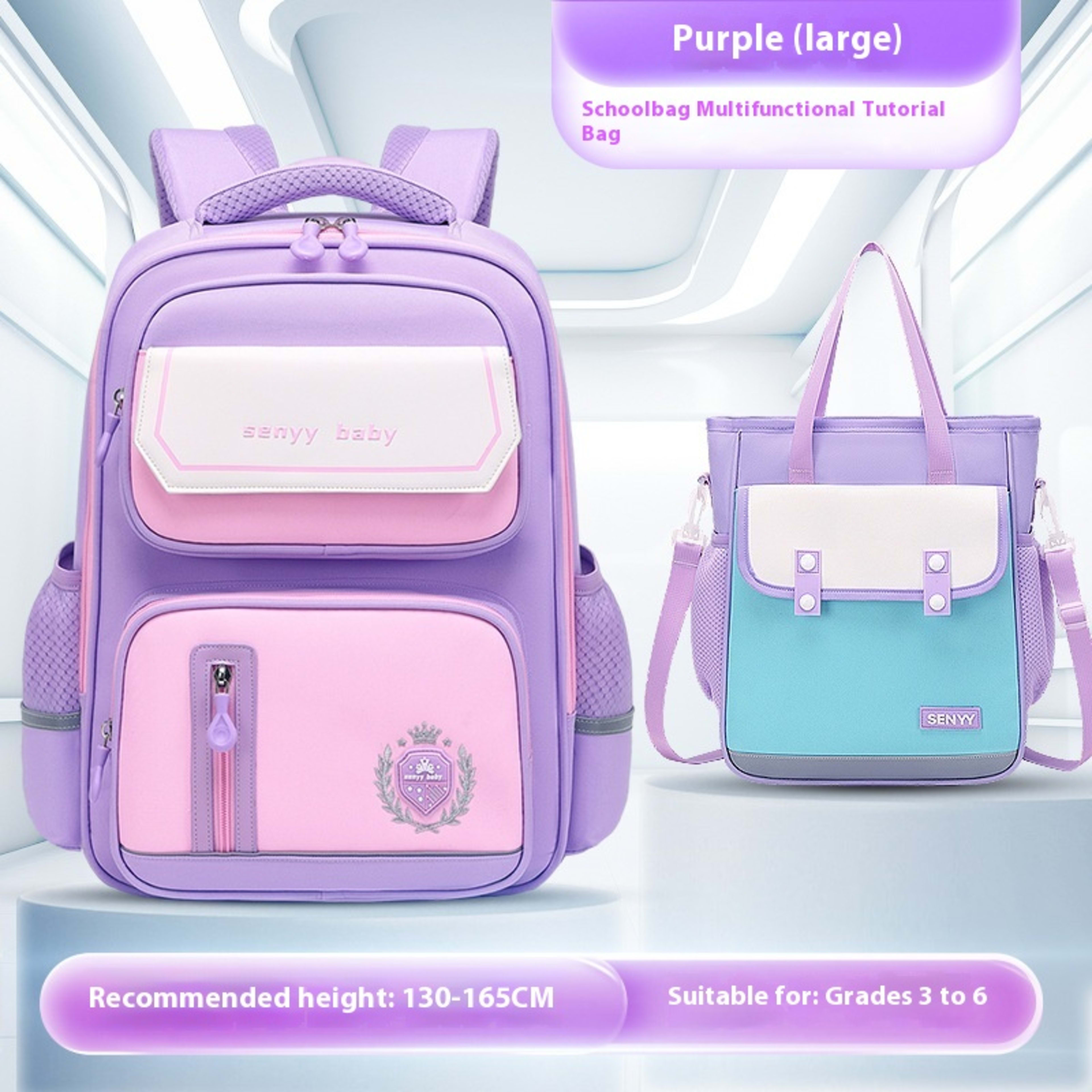Children's Spine Protector Backpack With Water-repellent Large Capacity Oxford Cloth School Bag 4