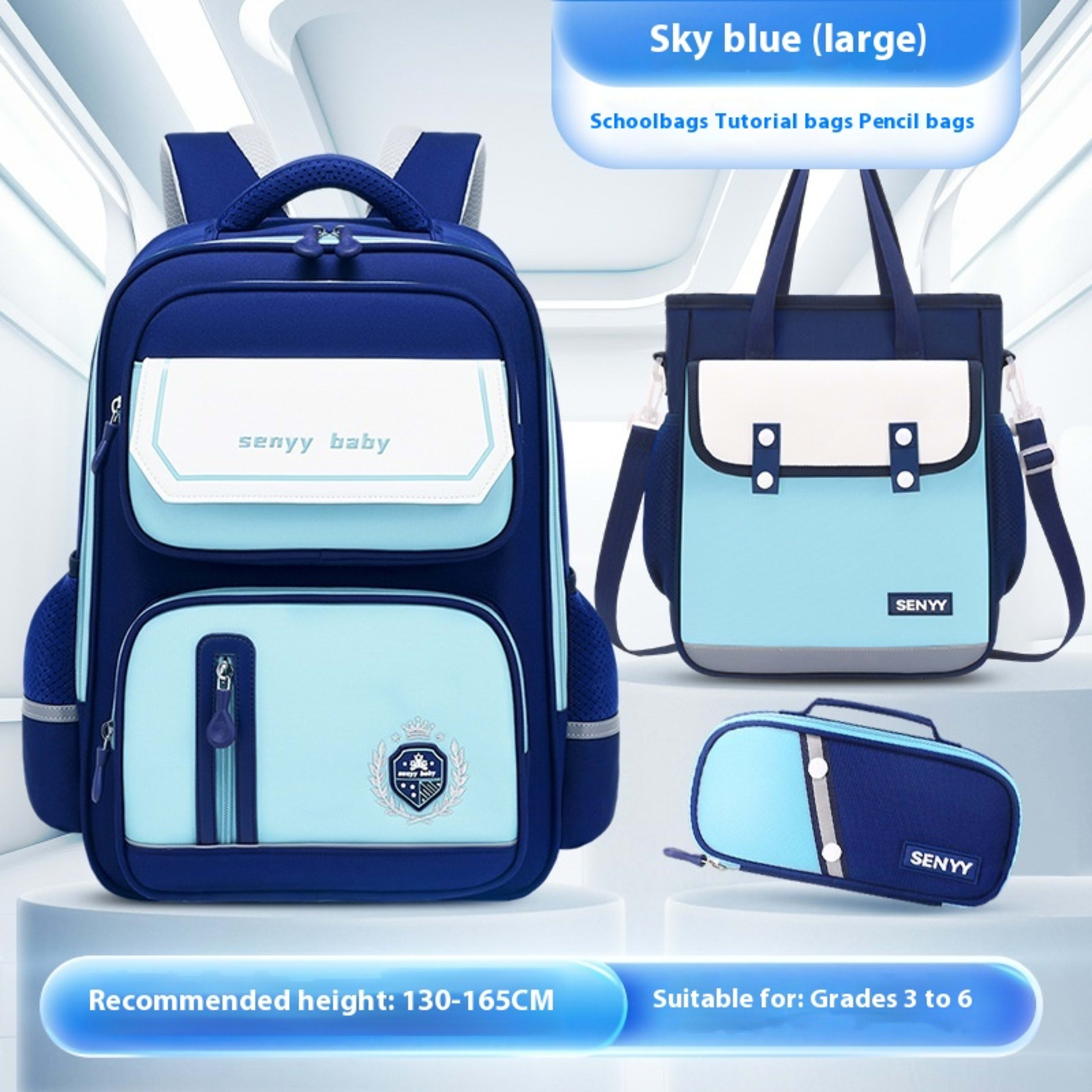 Children's Spine Protector Backpack With Water-repellent Large Capacity Oxford Cloth School Bag 26