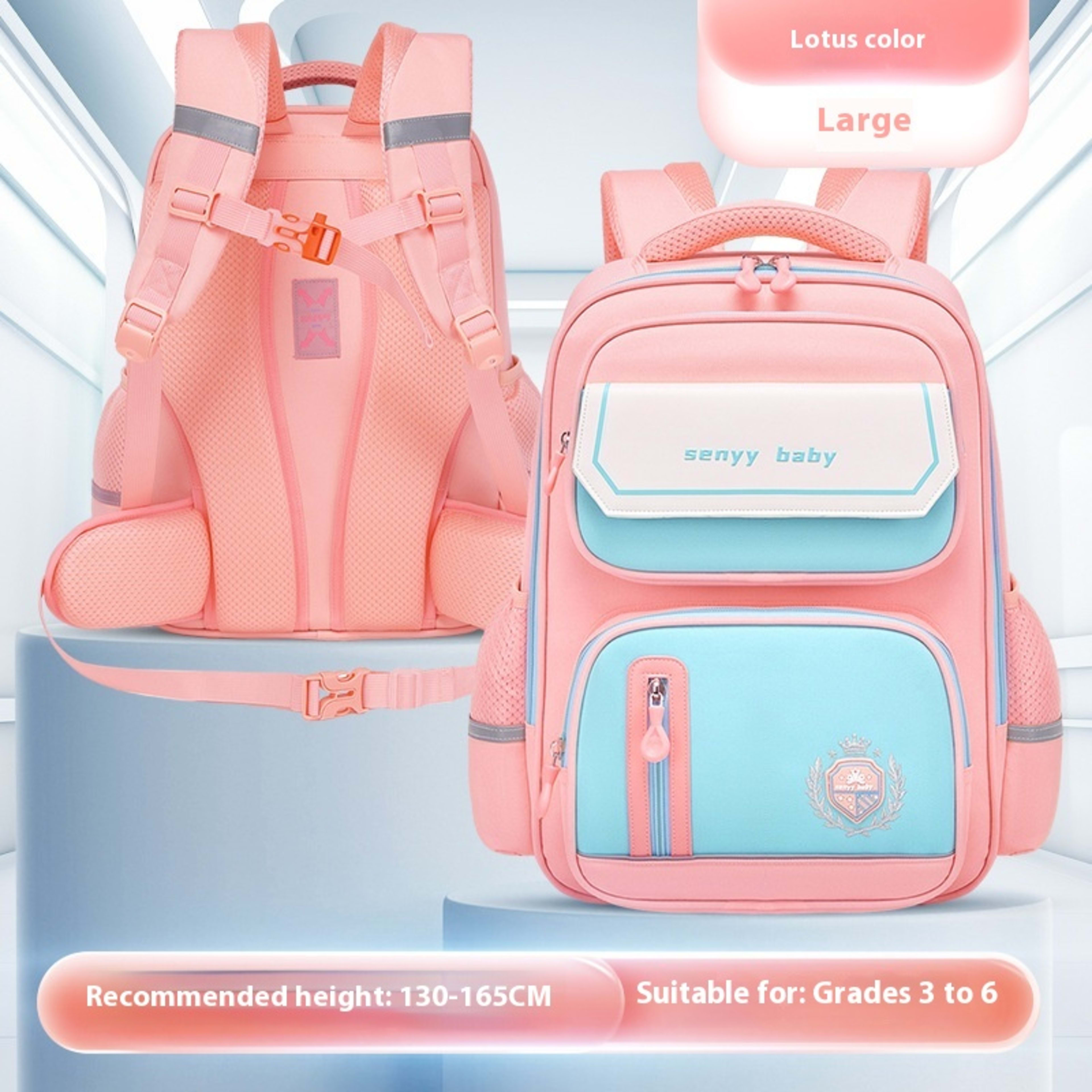 Children's Spine Protector Backpack With Water-repellent Large Capacity Oxford Cloth School Bag 15