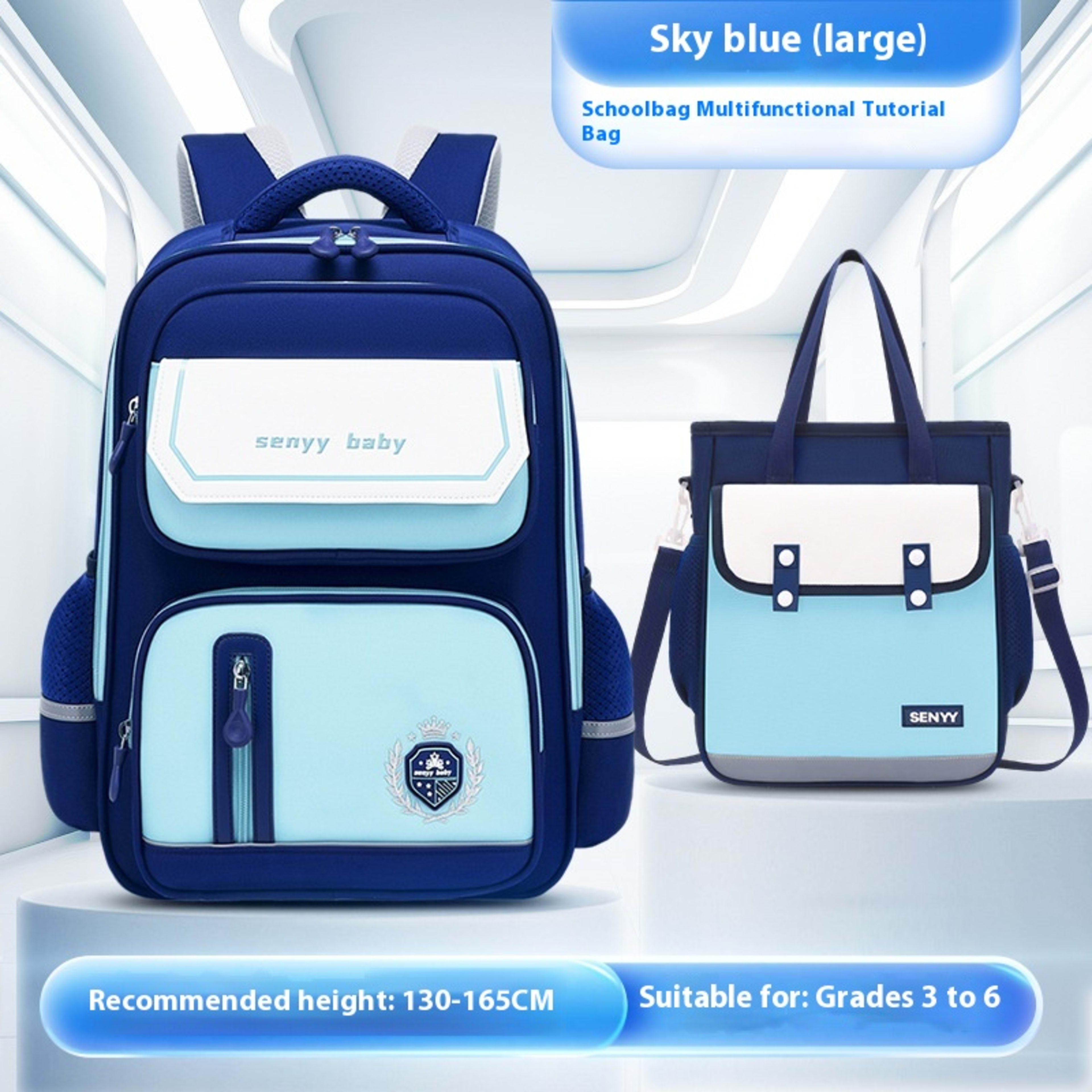 Children's Spine Protector Backpack With Water-repellent Large Capacity Oxford Cloth School Bag 30