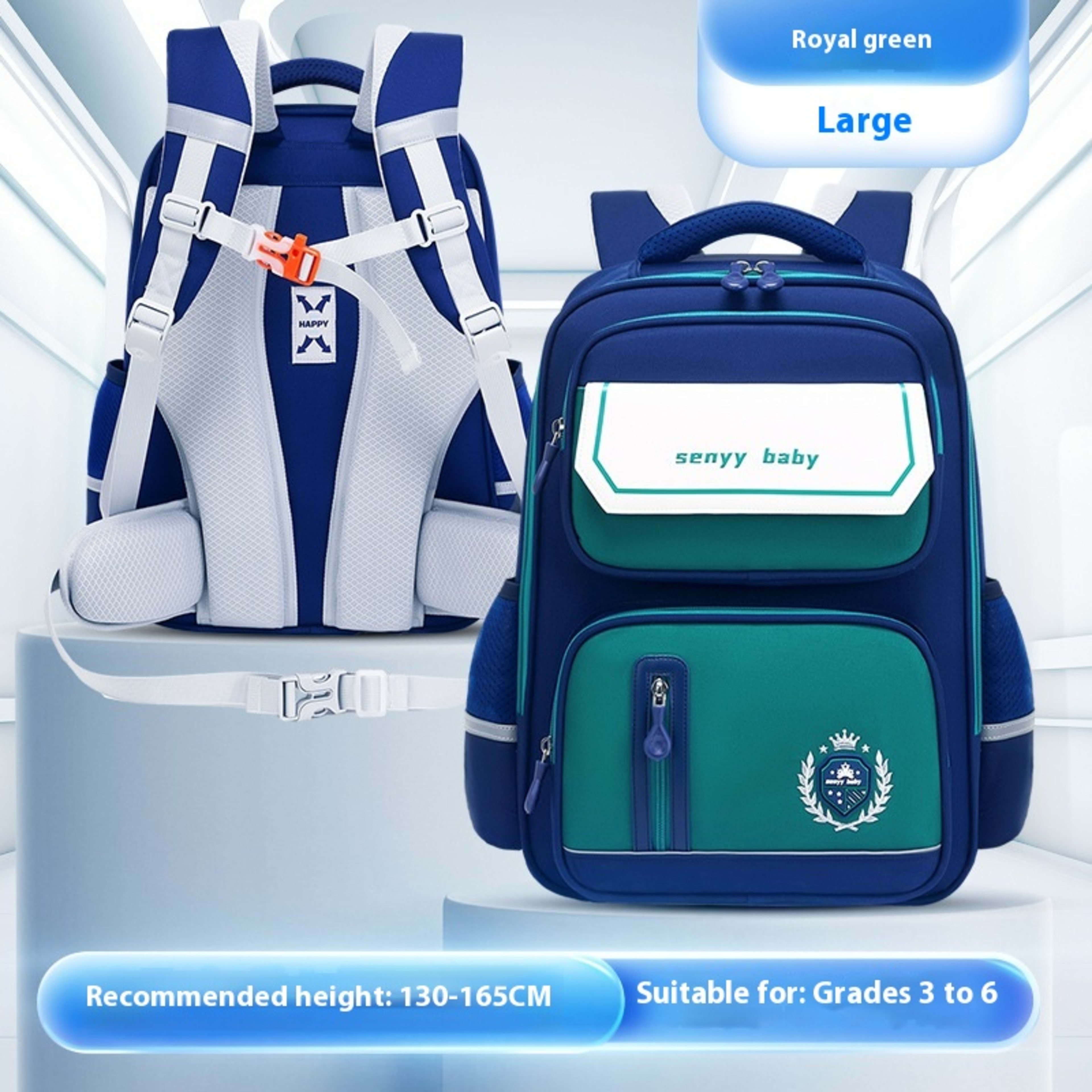 Children's Spine Protector Backpack With Water-repellent Large Capacity Oxford Cloth School Bag 33