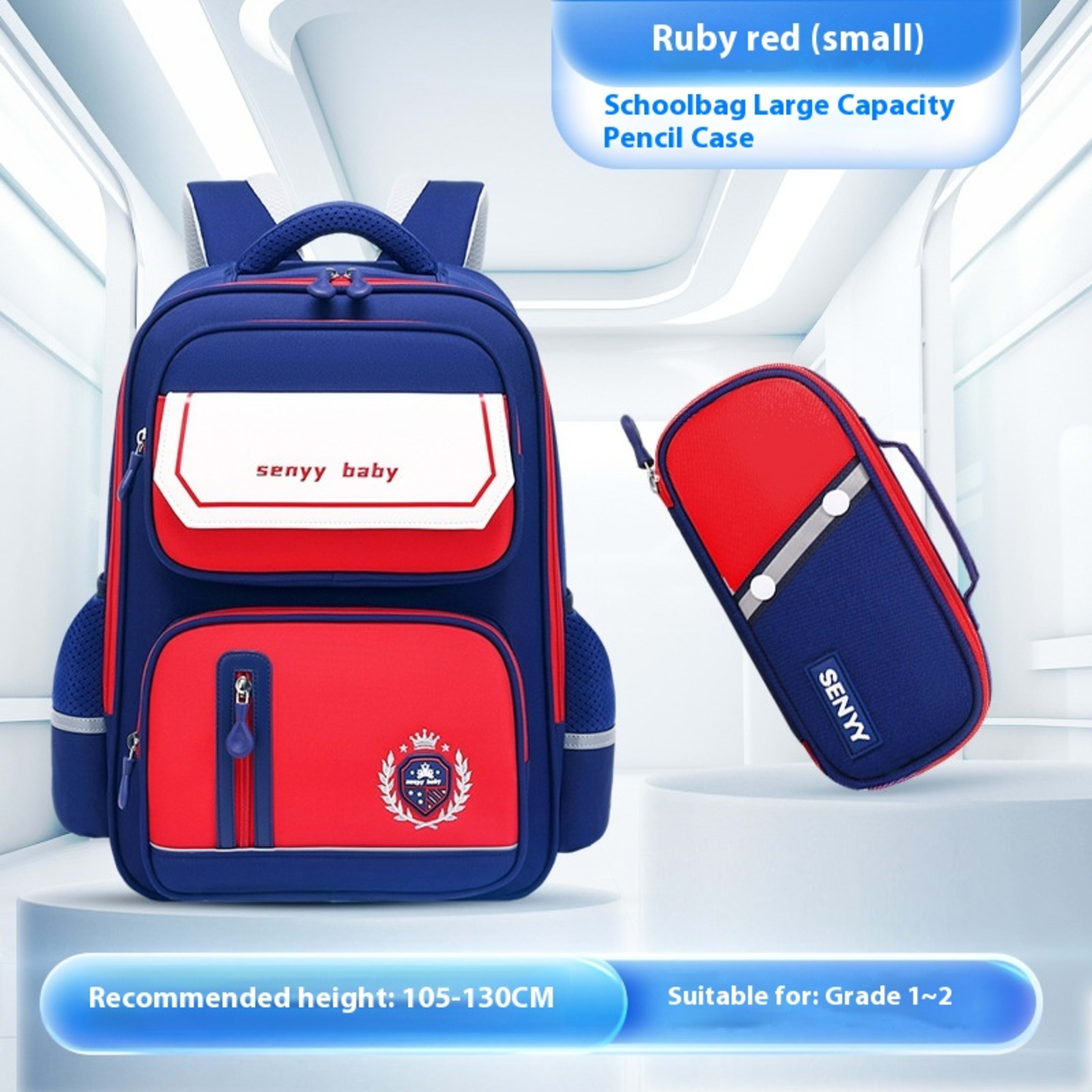 Children's Spine Protector Backpack With Water-repellent Large Capacity Oxford Cloth School Bag 35