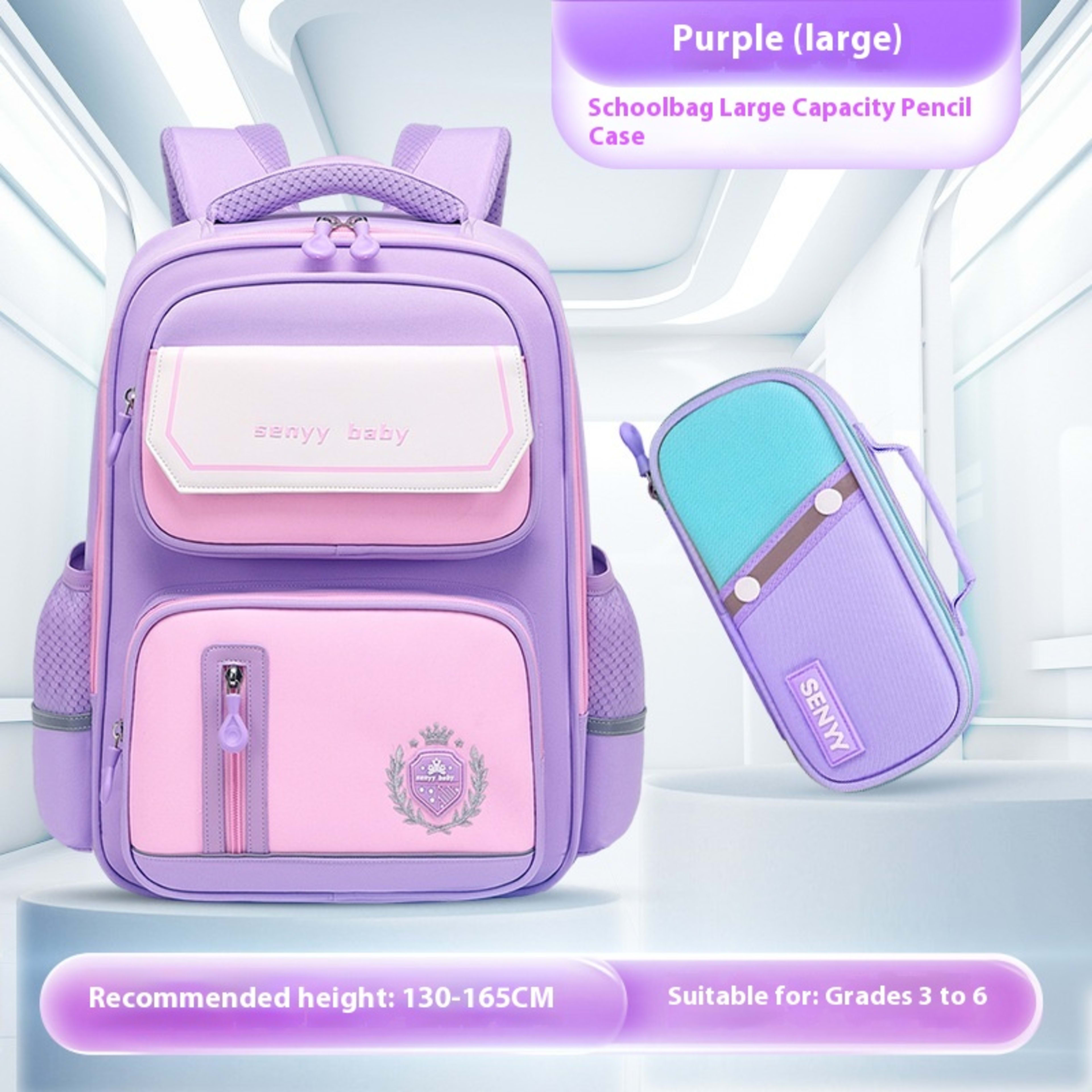 Children's Spine Protector Backpack With Water-repellent Large Capacity Oxford Cloth School Bag 46