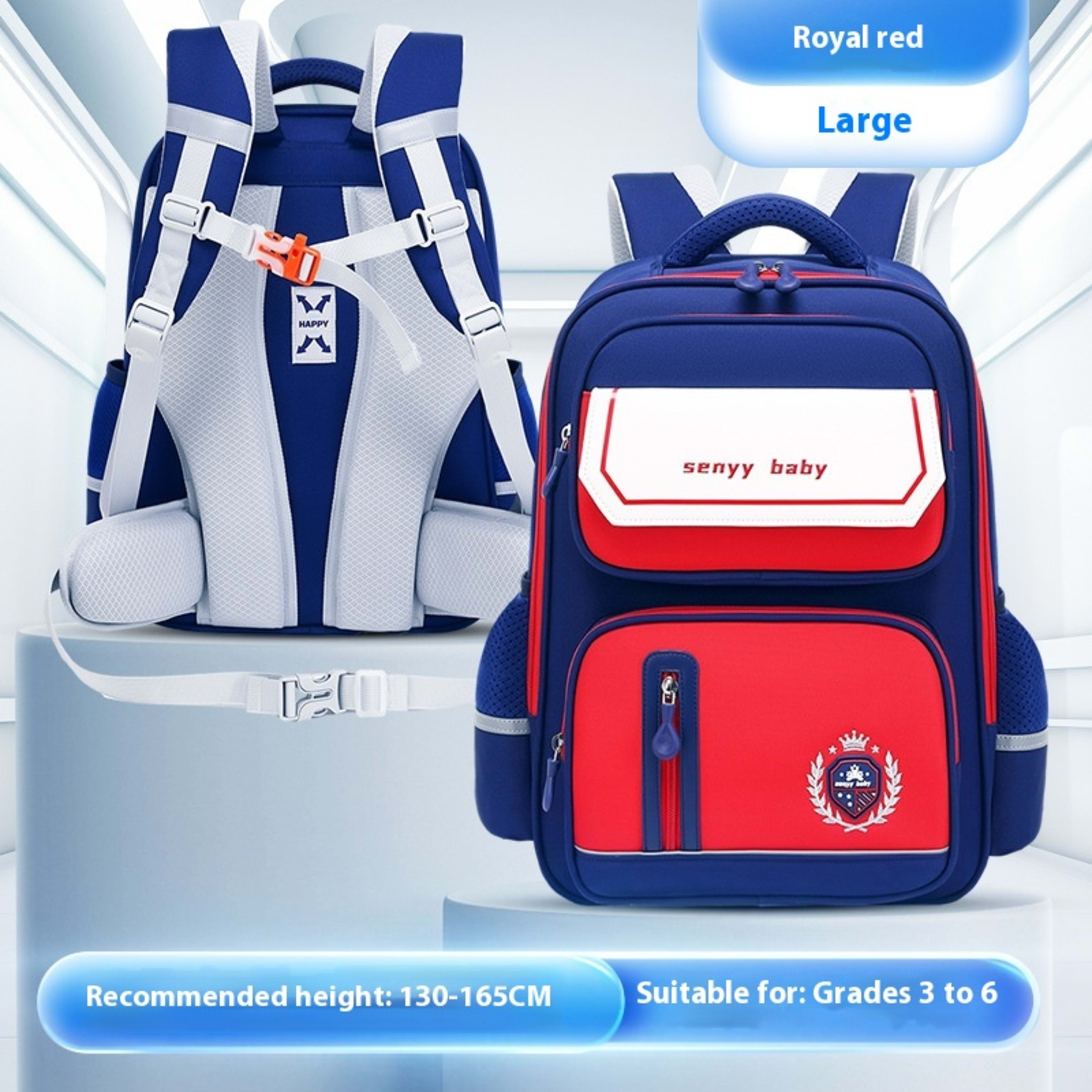 Children's Spine Protector Backpack With Water-repellent Large Capacity Oxford Cloth School Bag 42