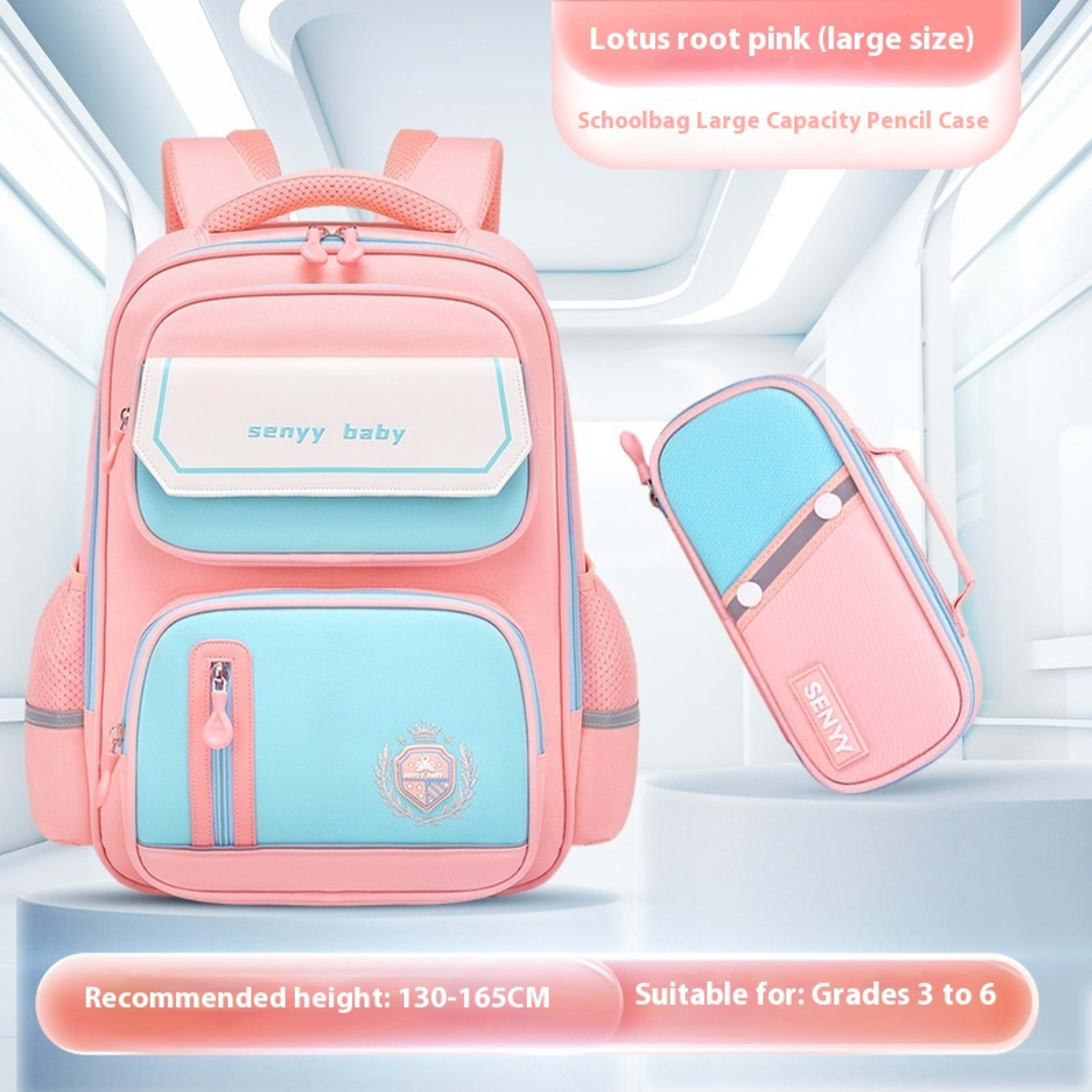 Children's Spine Protector Backpack With Water-repellent Large Capacity Oxford Cloth School Bag 21