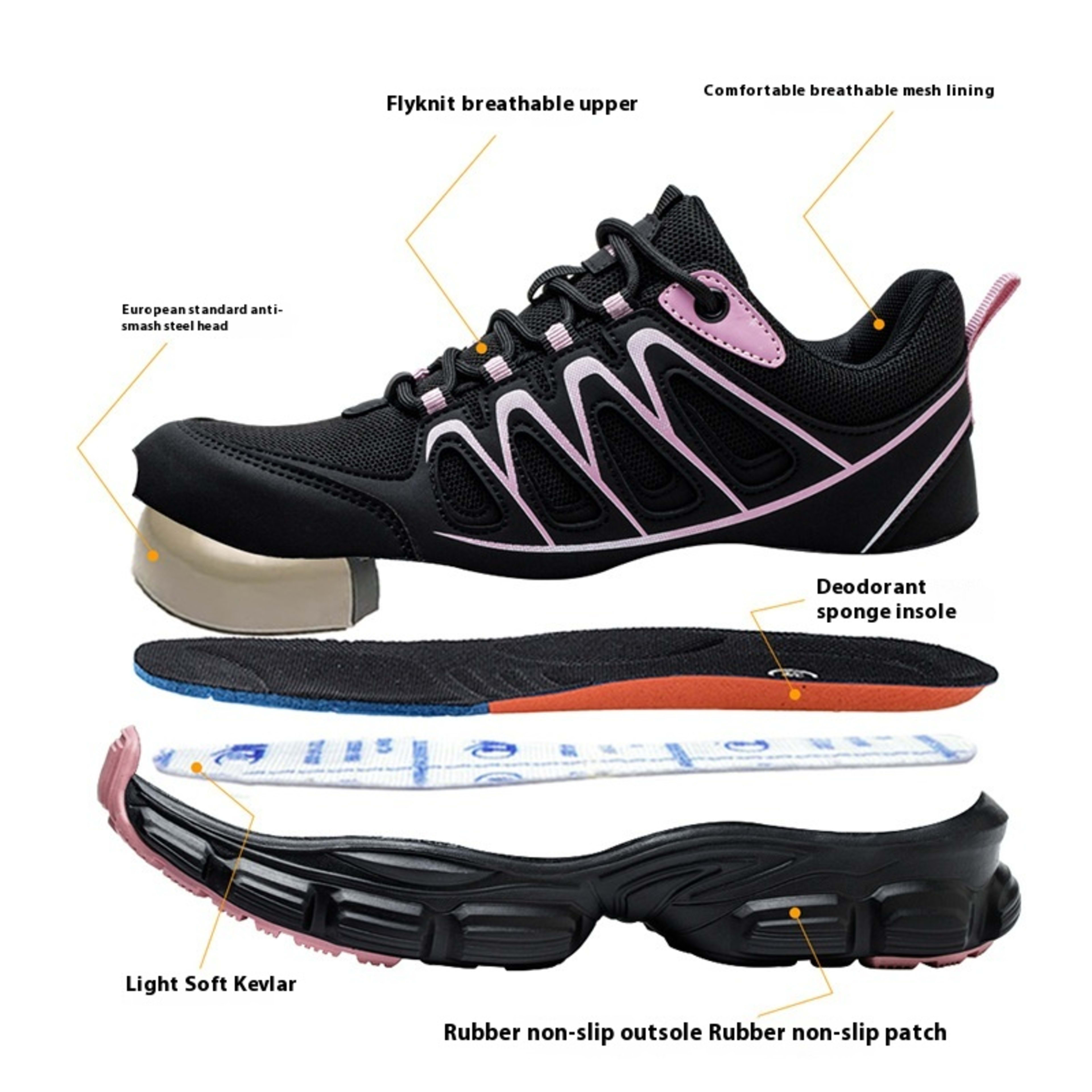 Shoes Anti-smashing And Anti-penetration Steel Toe Cap Work Shoes Safety Protection Women's Labor Protection Shoes Light