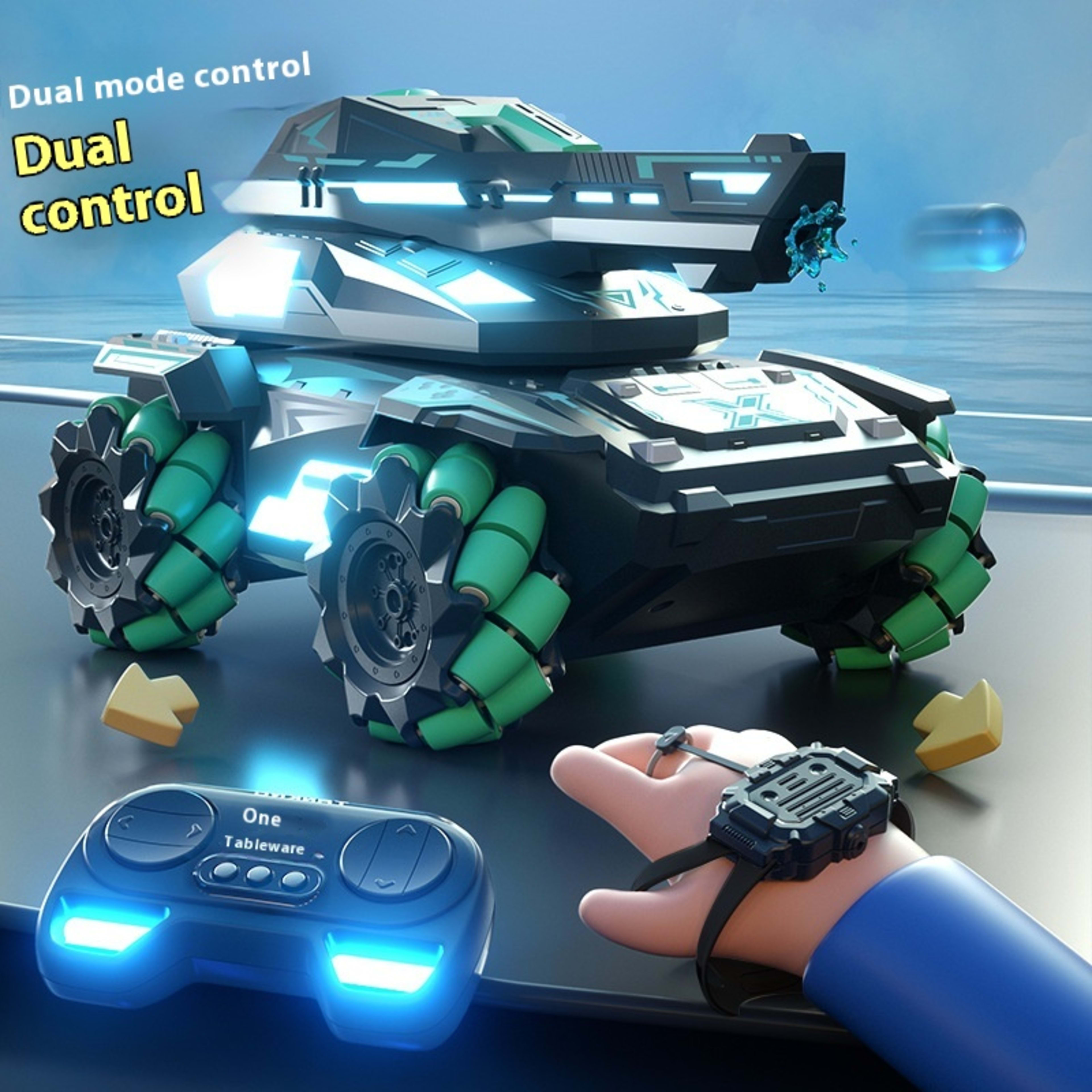 Armored Stunt Water Bomb Tank Children Toy Remote Control Car 9