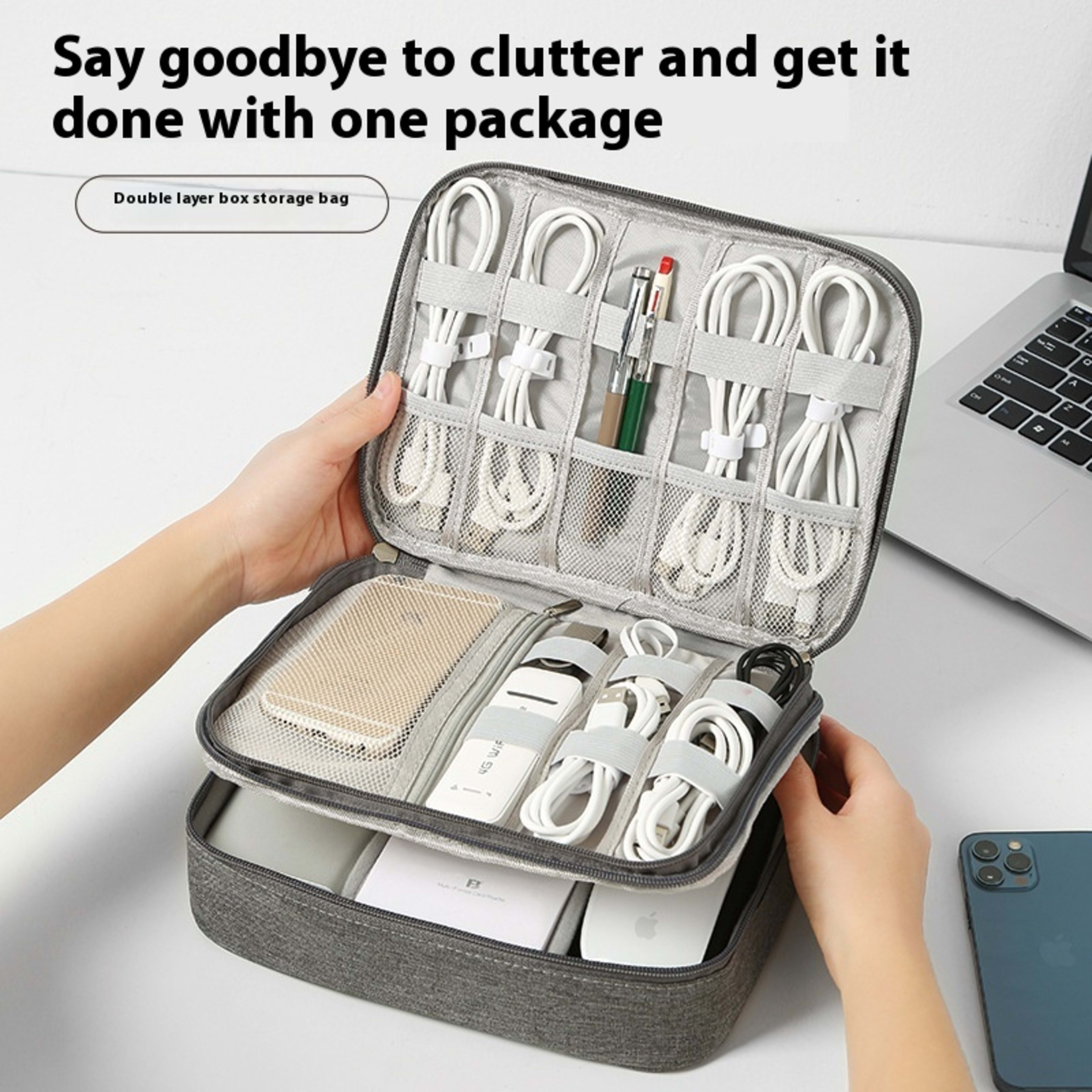 Data Cable Storage Bag Mobile Power Box Travel Portable Digital Accessories Organizing Folders 3