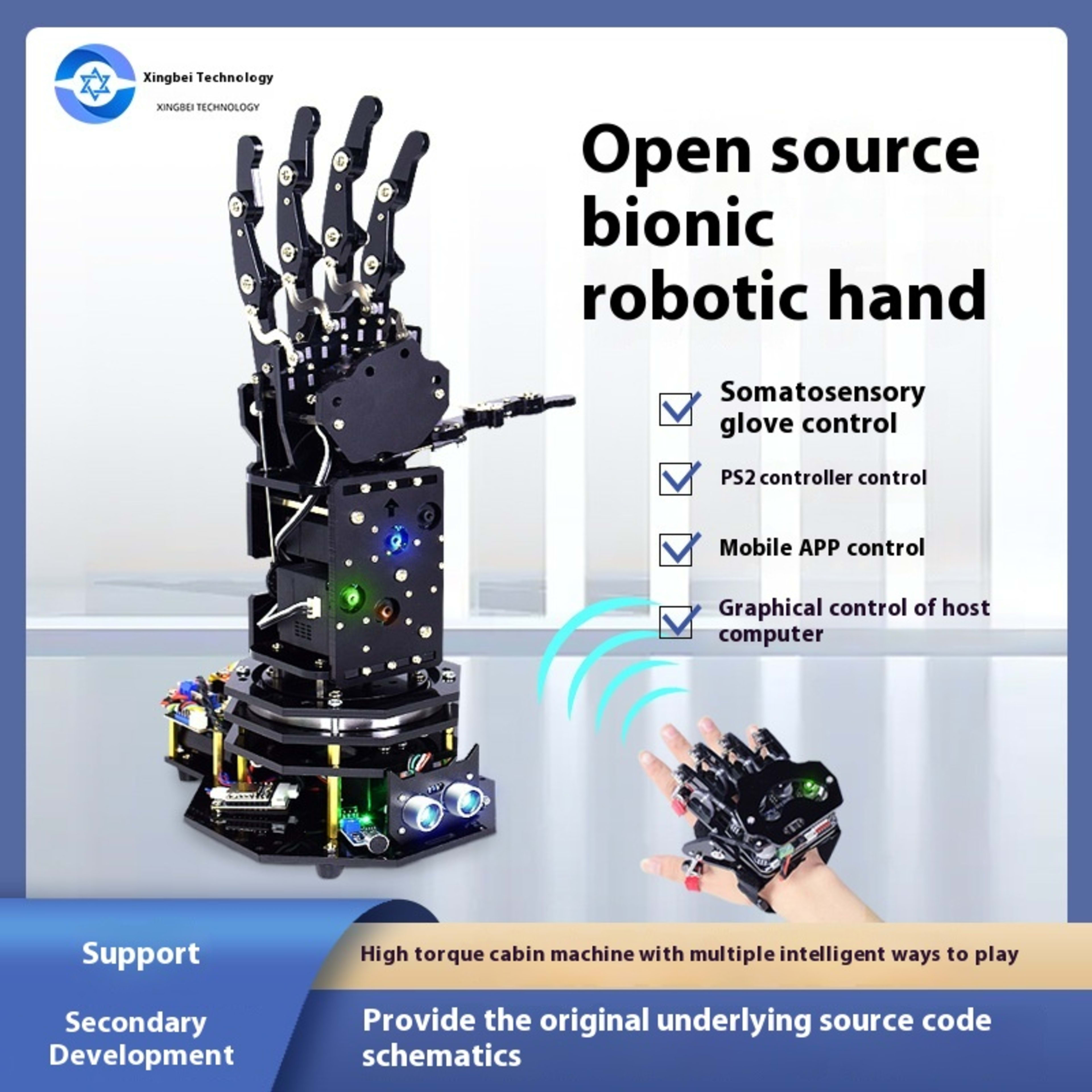 Bionic Mechanical Programming Palm Gloves Robot Mechanical Arm Hand Claw 11