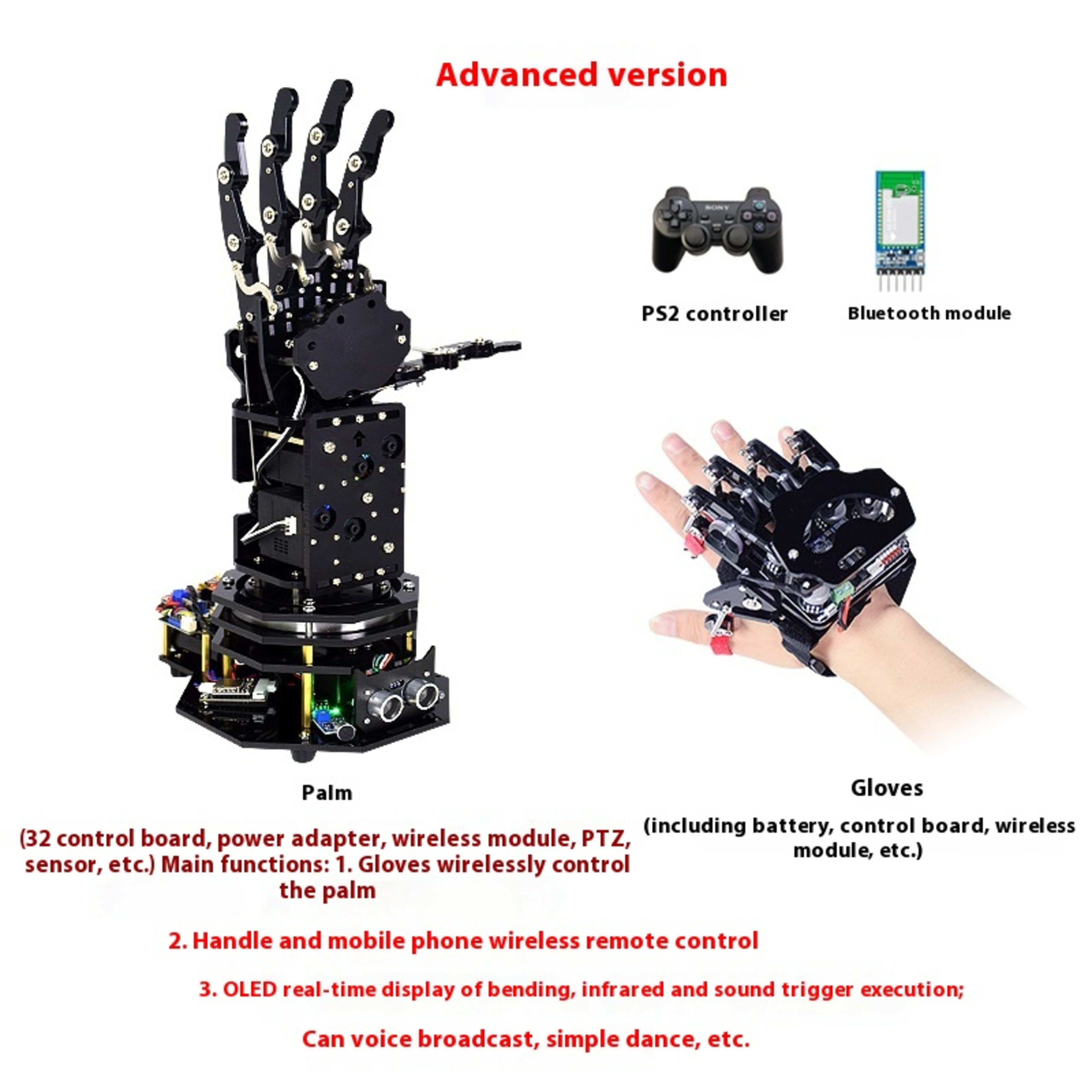 Bionic Mechanical Programming Palm Gloves Robot Mechanical Arm Hand Claw 8