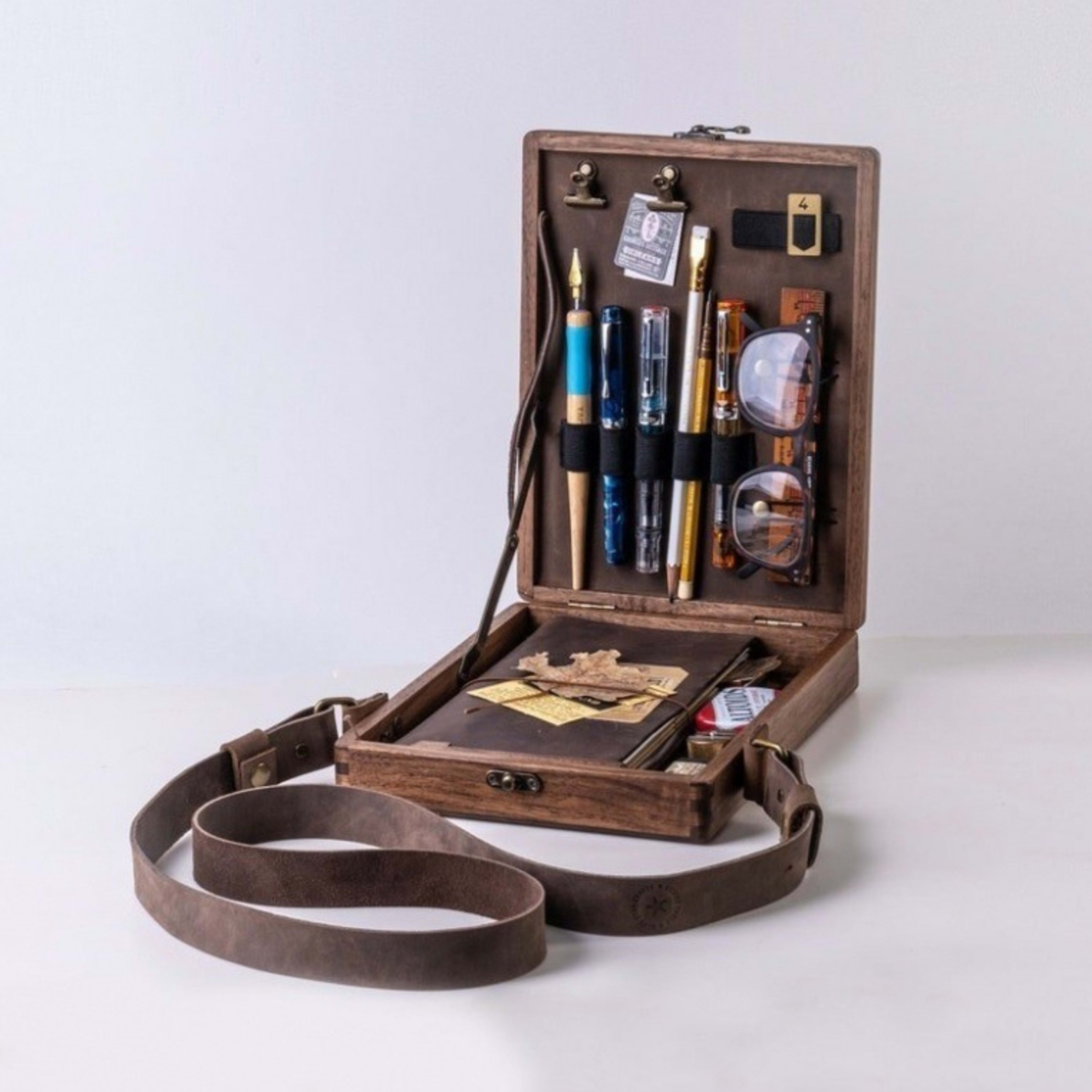 Writer Messenger Wooden Box Walnut Briefcase 5