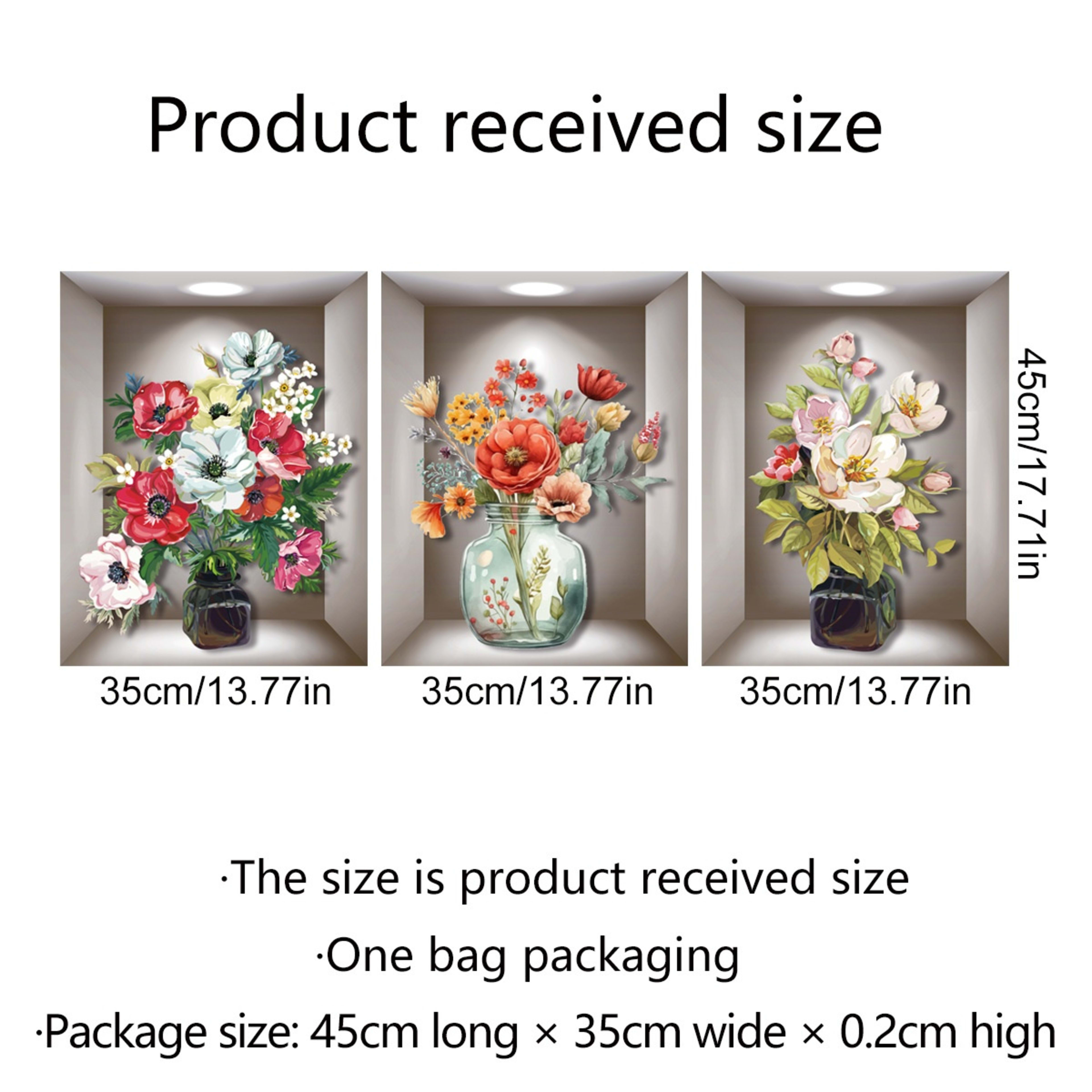 Wall Sticker 3D Vase Plant Sticker Decoration 12