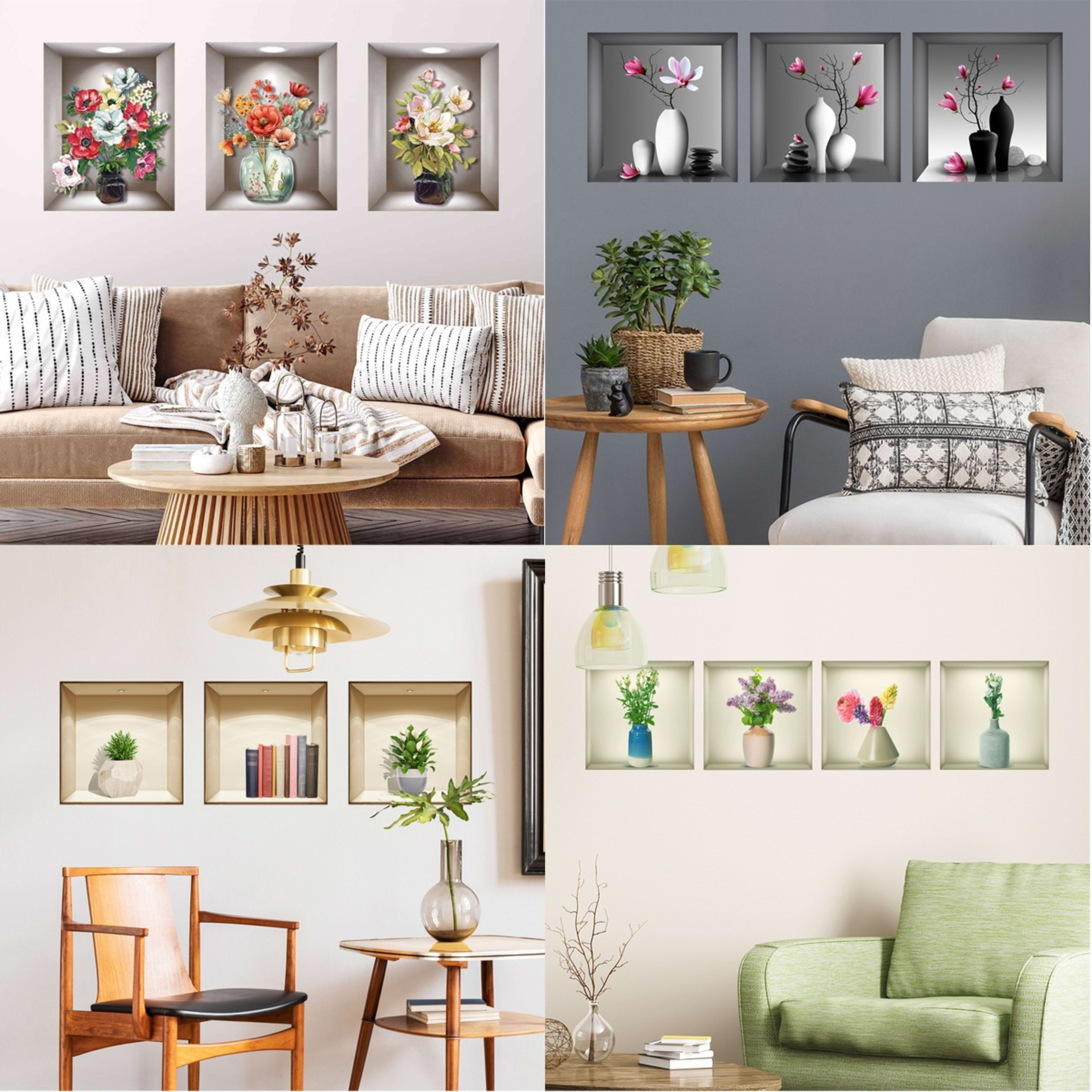 Wall Sticker 3D Vase Plant Sticker Decoration 11