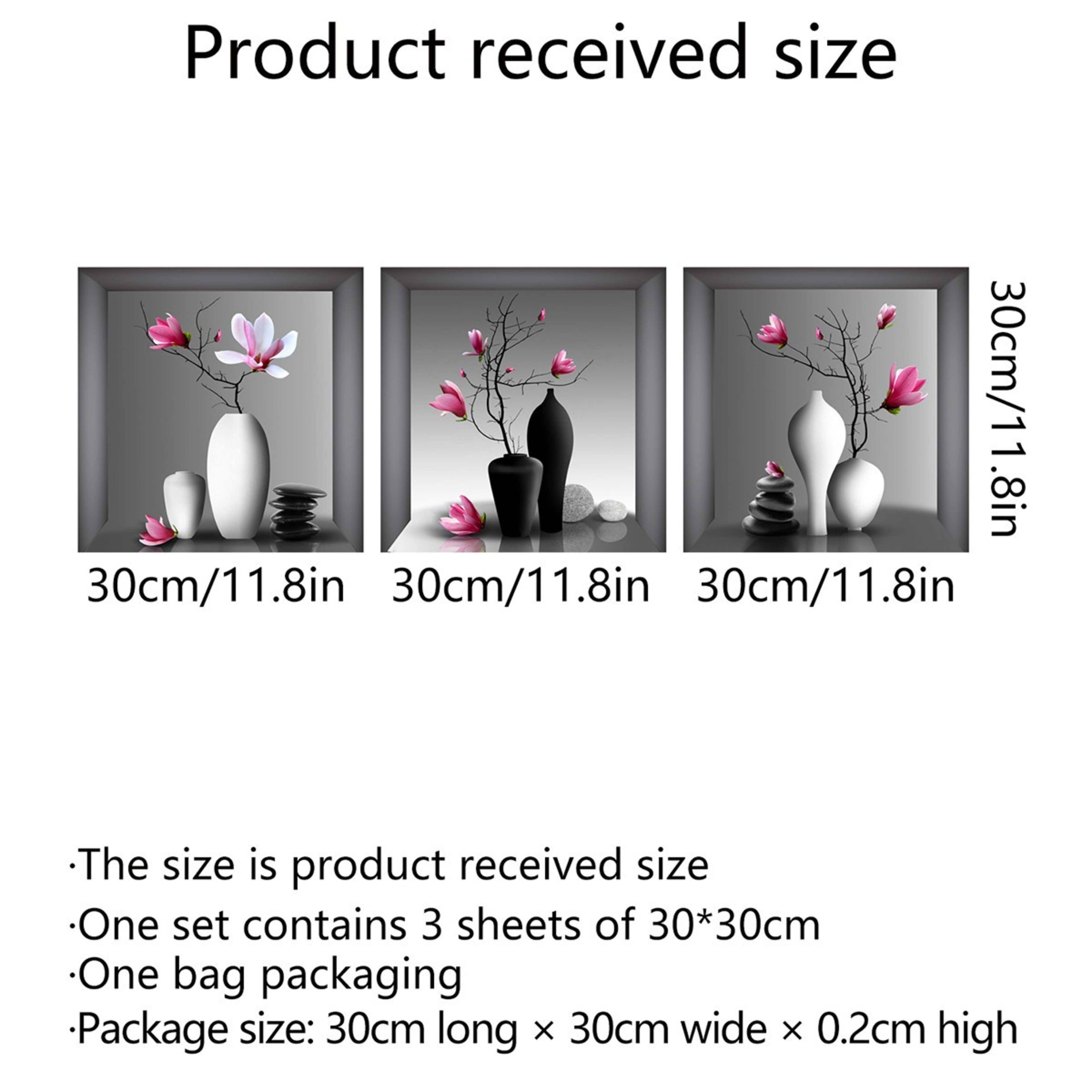 Wall Sticker 3D Vase Plant Sticker Decoration 3