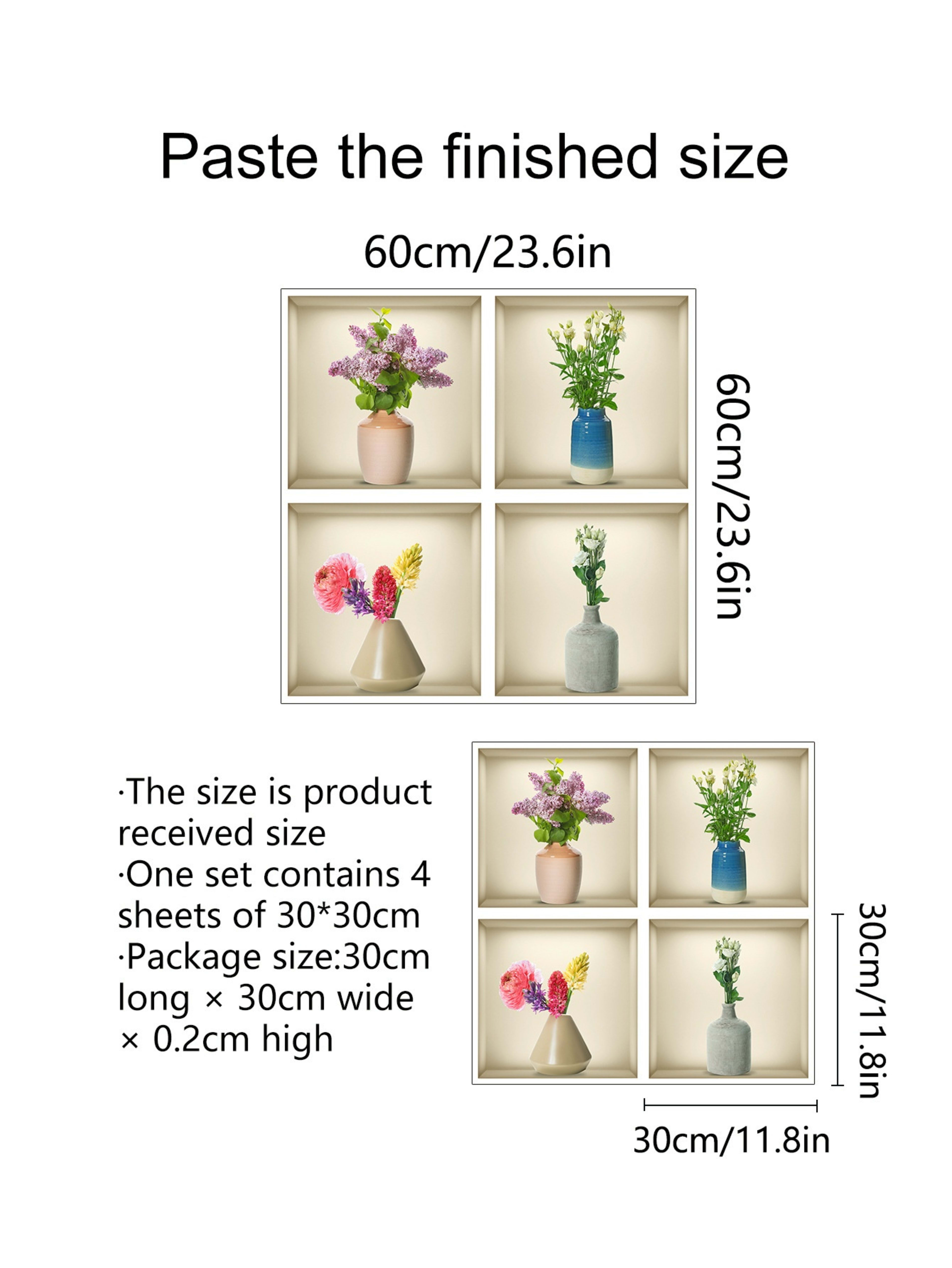 Wall Sticker 3D Vase Plant Sticker Decoration 4