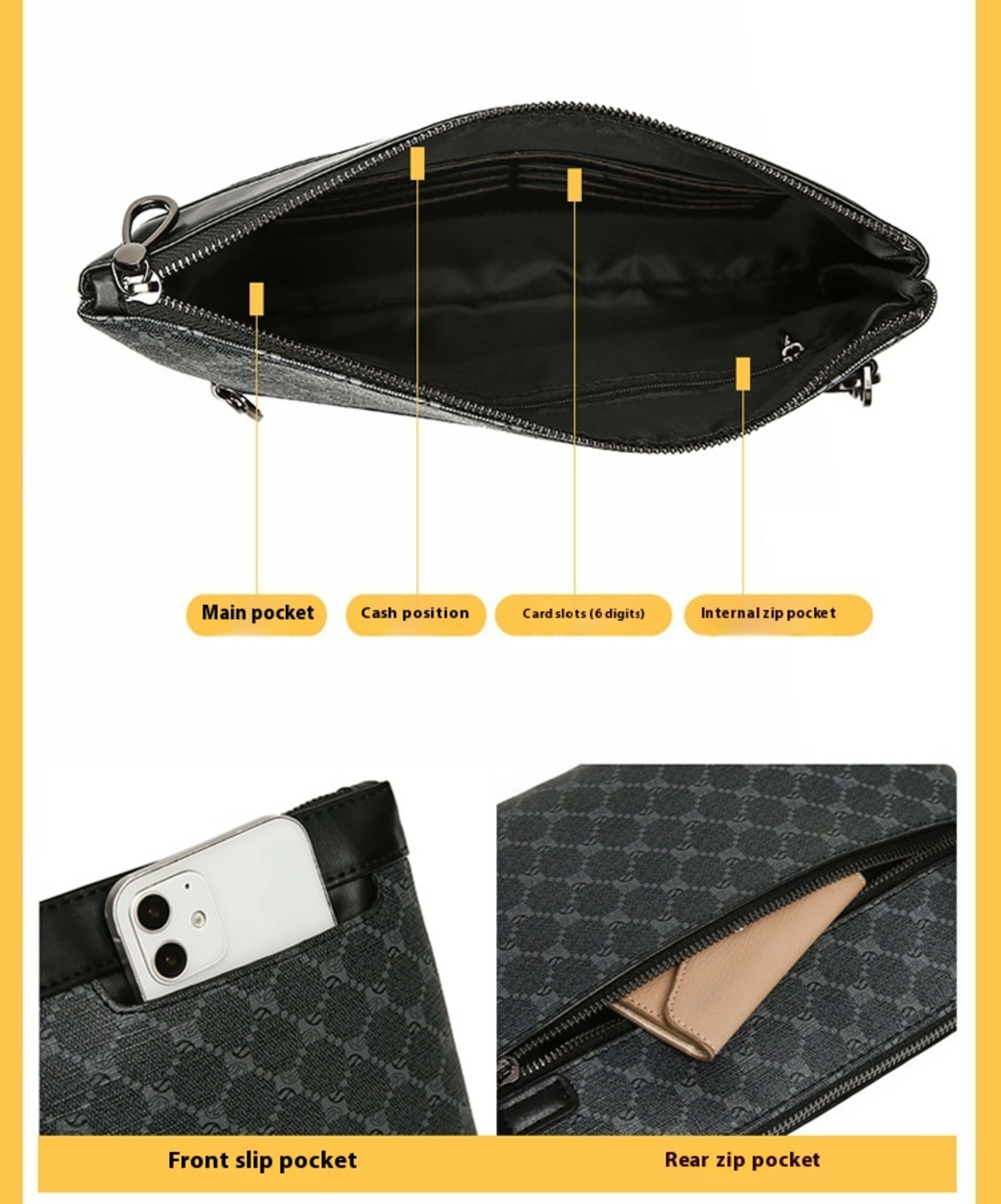 Men's Black Fashion Retro Leather Bag 3