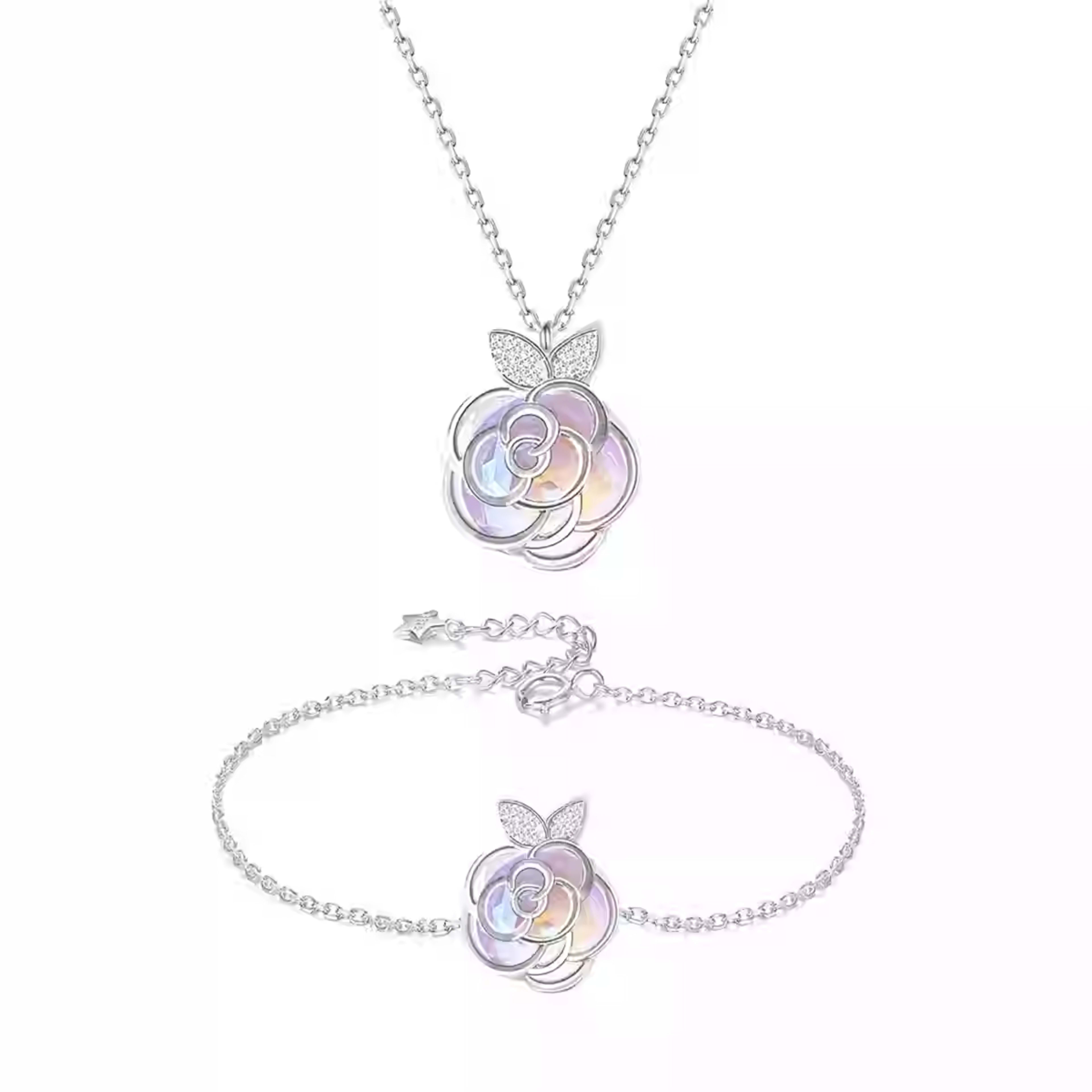 Camellia Advanced Design Sense Niche Gentle Flower Collarbone Necklace Bracelet 2