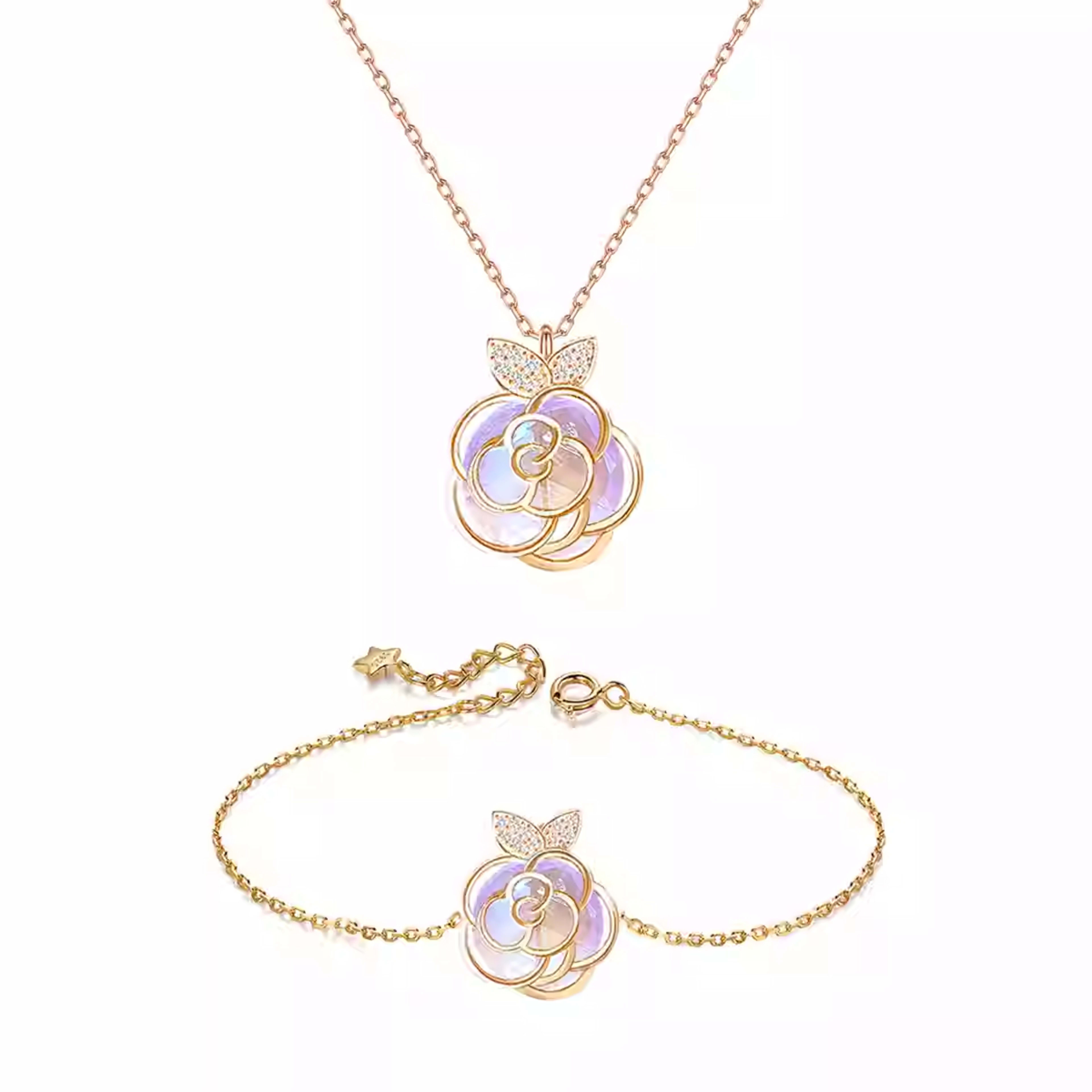 Camellia Advanced Design Sense Niche Gentle Flower Collarbone Necklace Bracelet 3