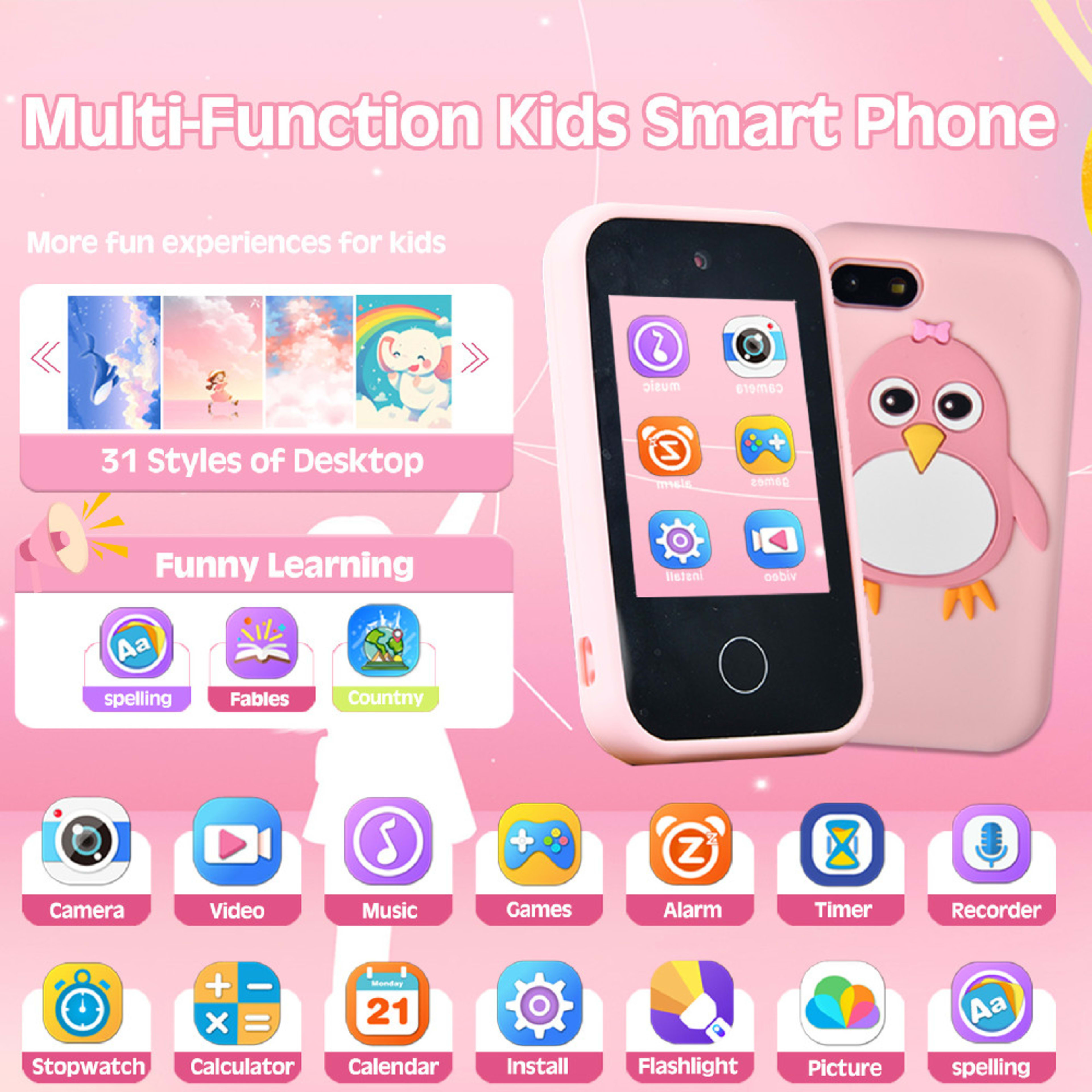 Children's Smart Touch Mobile Phone Silicone Penguin Toy 2