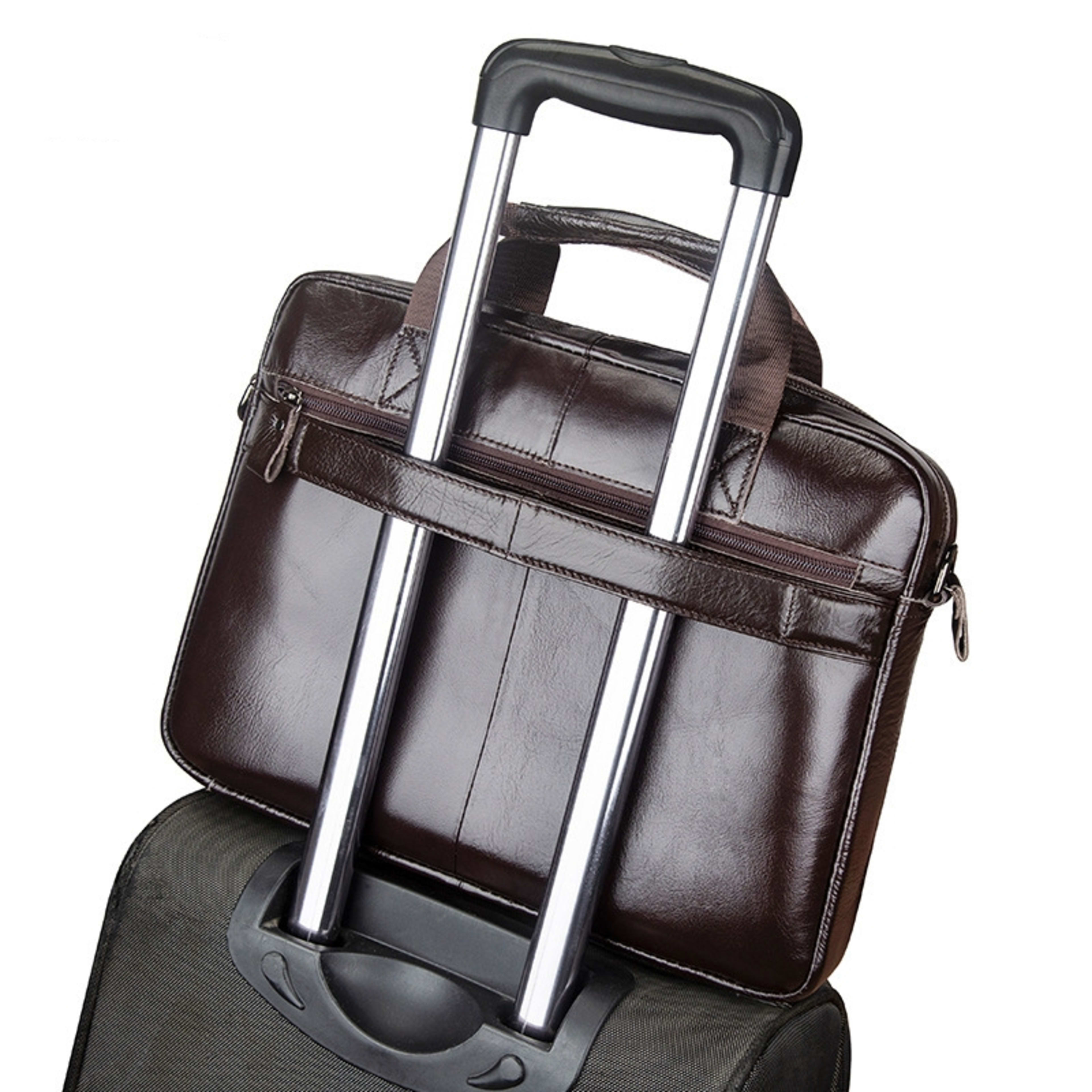 Cowhide Men's Briefcase Business Large Capacity Handbag 6