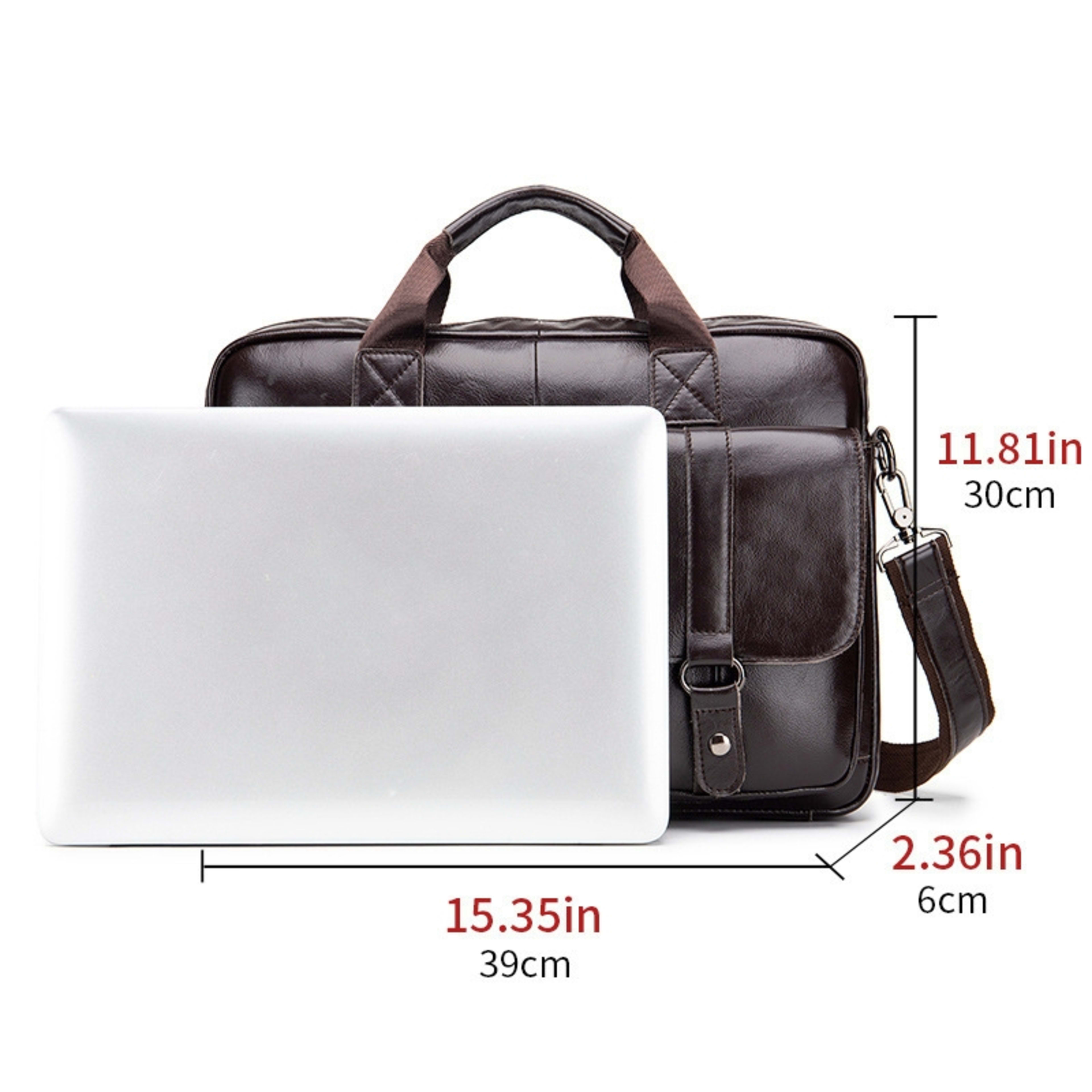 Cowhide Men's Briefcase Business Large Capacity Handbag 5