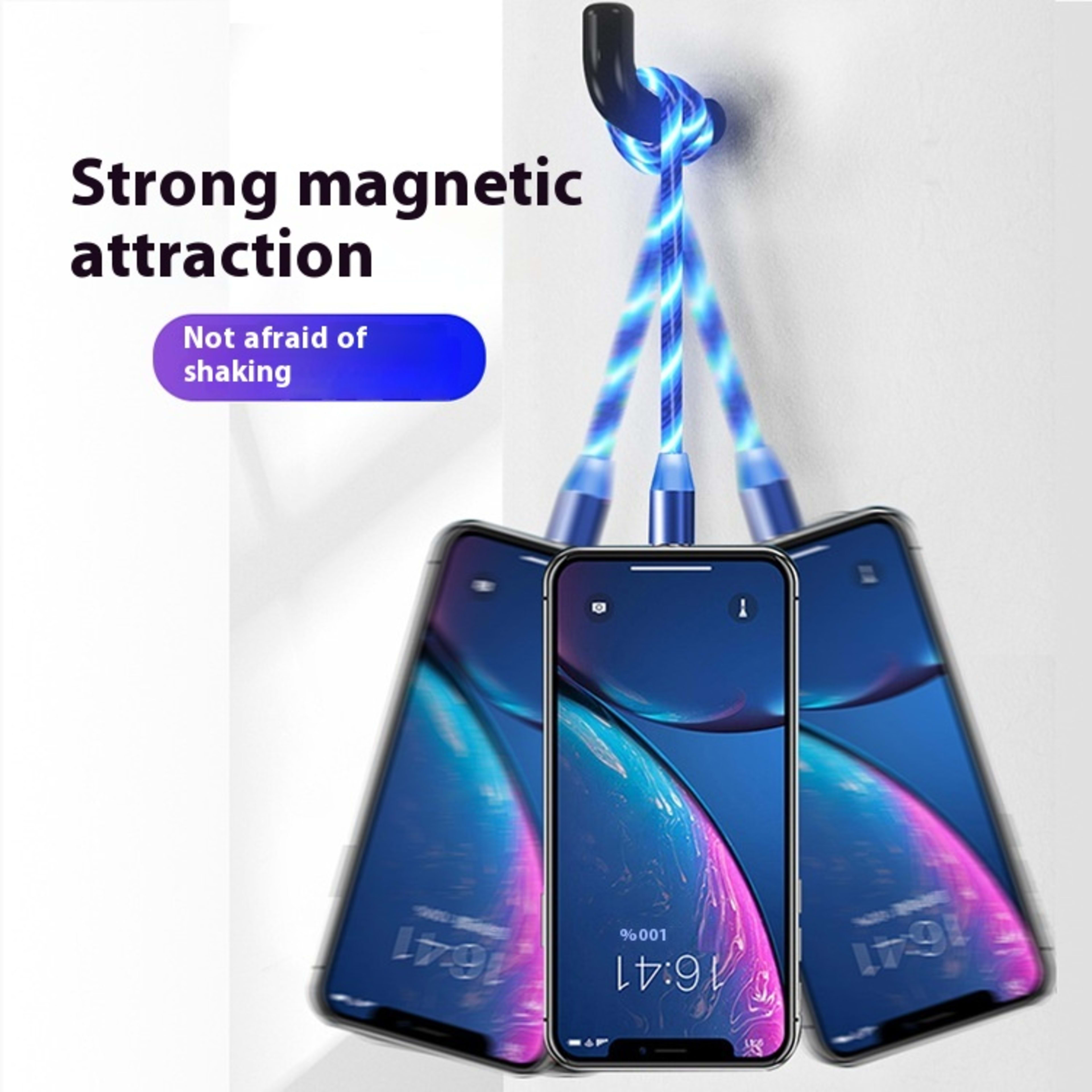 Colorful Streamer Mobile Phone Cable Magnetic Three-in-one USB Data Cable 1