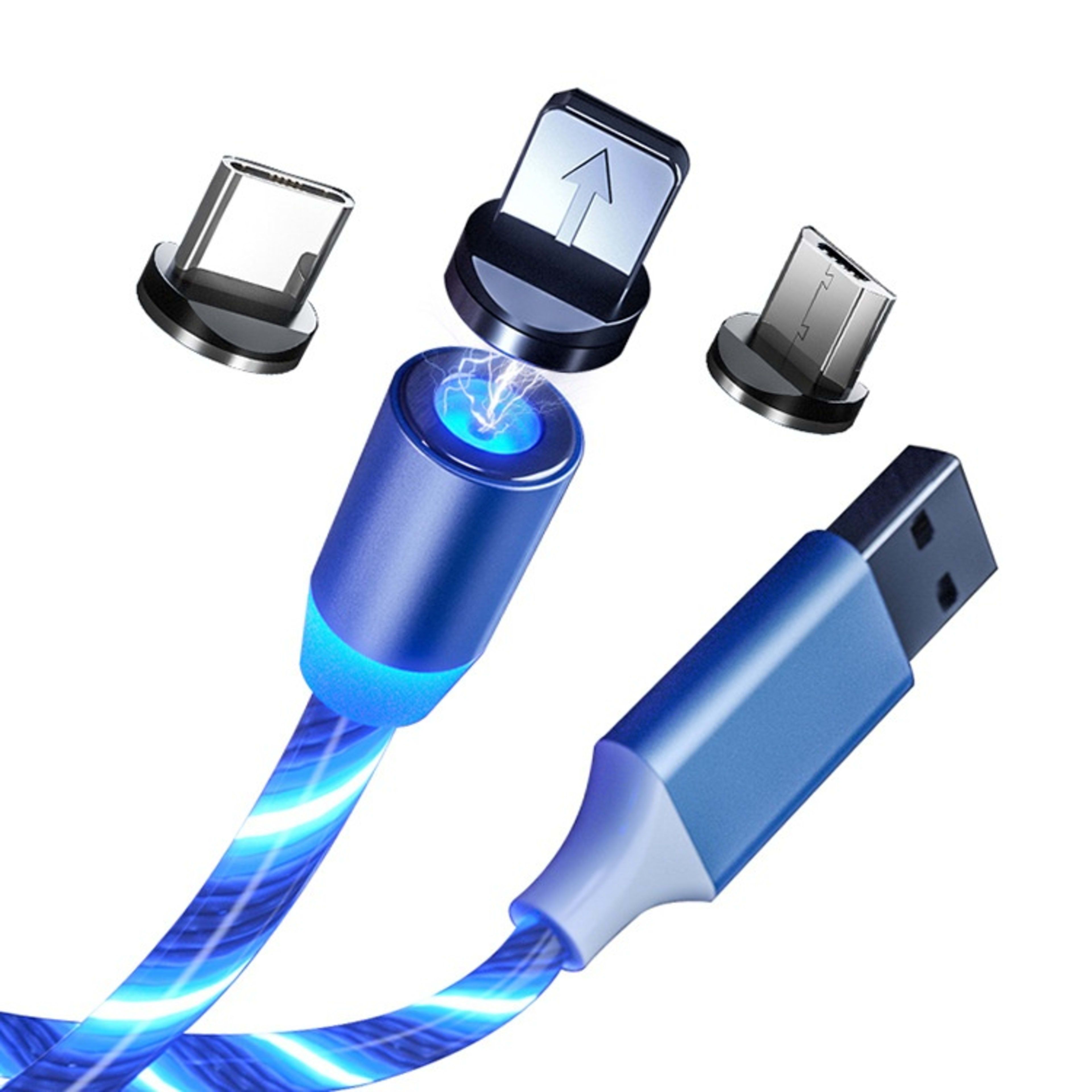 Colorful Streamer Mobile Phone Cable Magnetic Three-in-one USB Data Cable 6