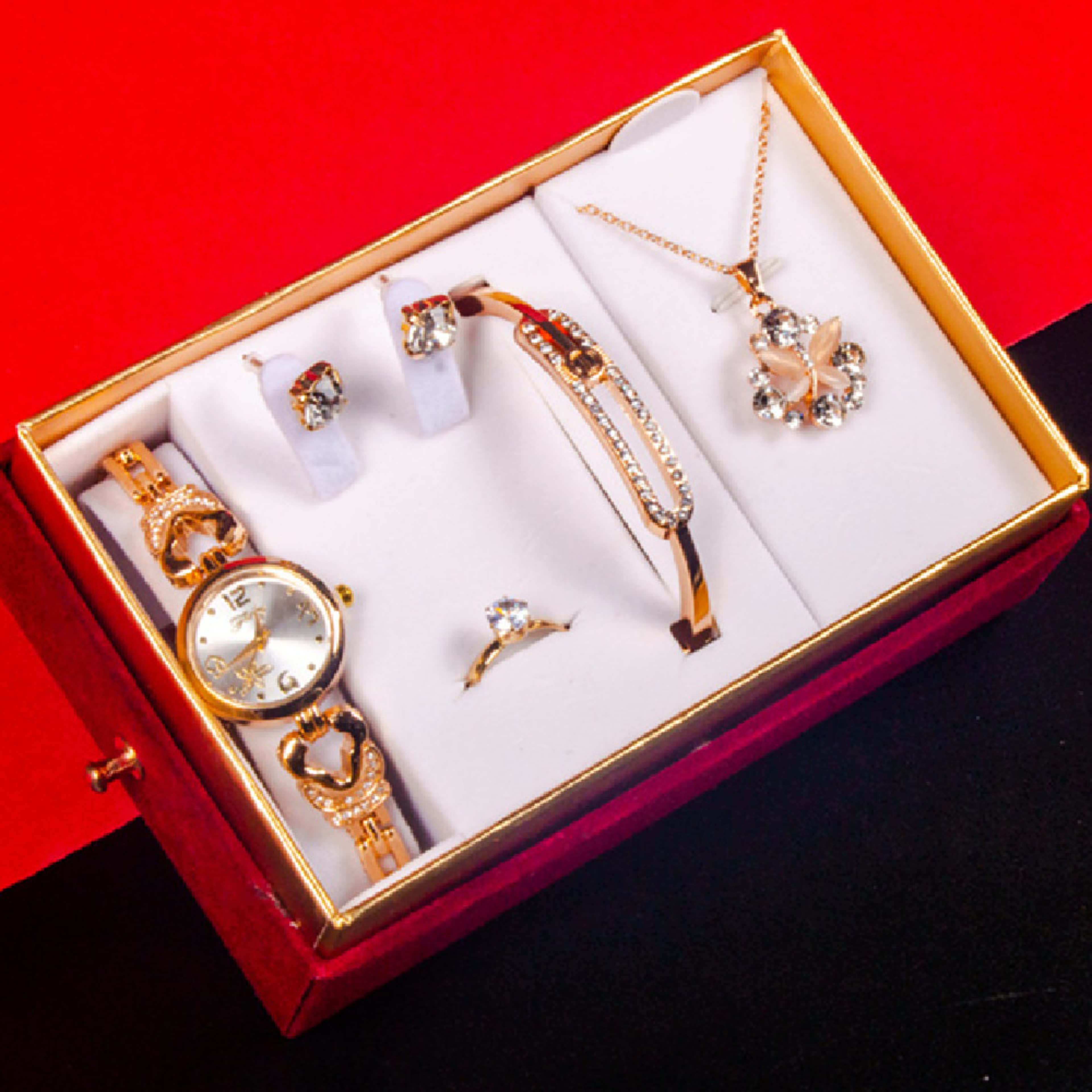 Goddess Festival With Hand Gift Set Watch Bracelet Necklace Ear Stud