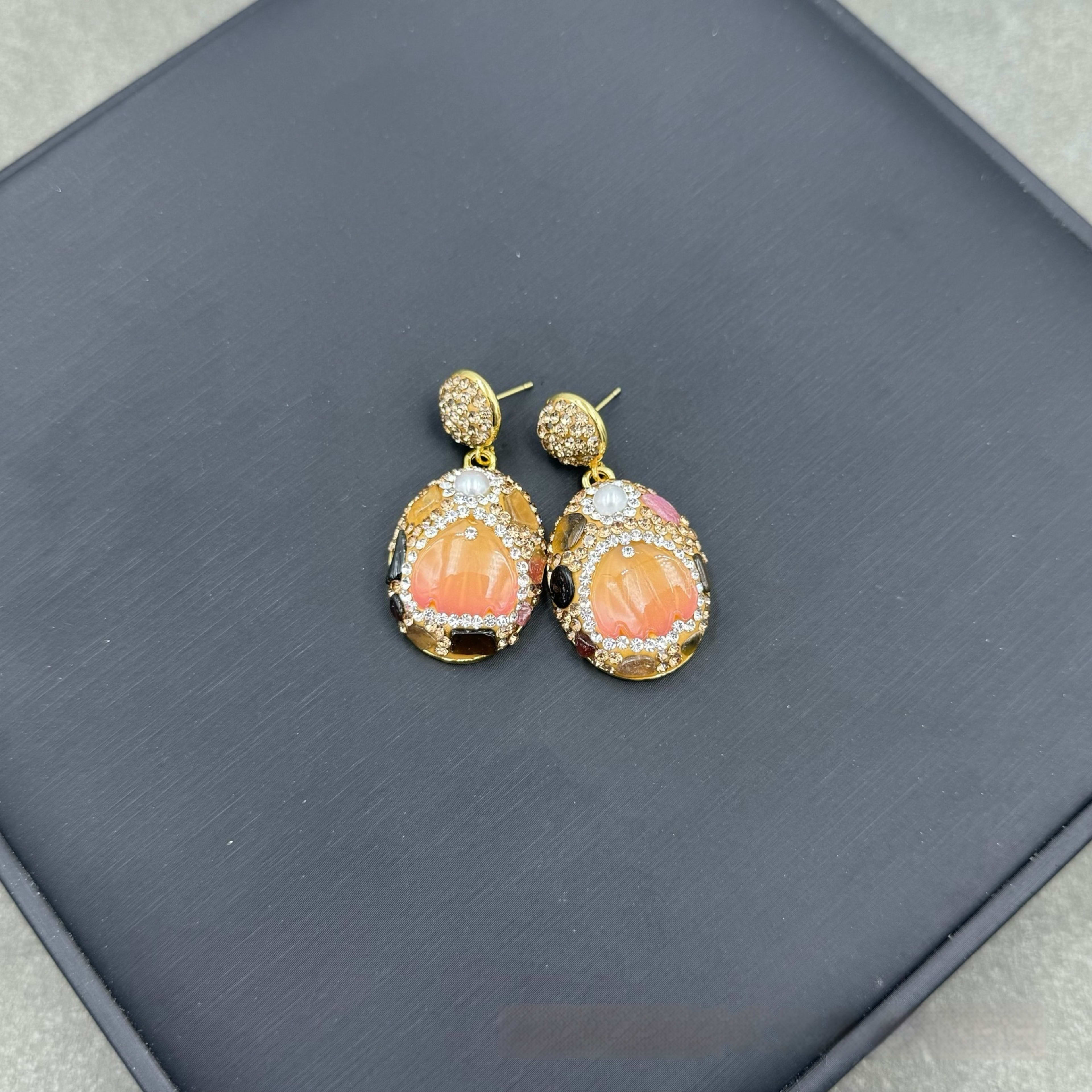 New Natural Tourmaline Inlaid Pearl Flower-shaped Suit 1
