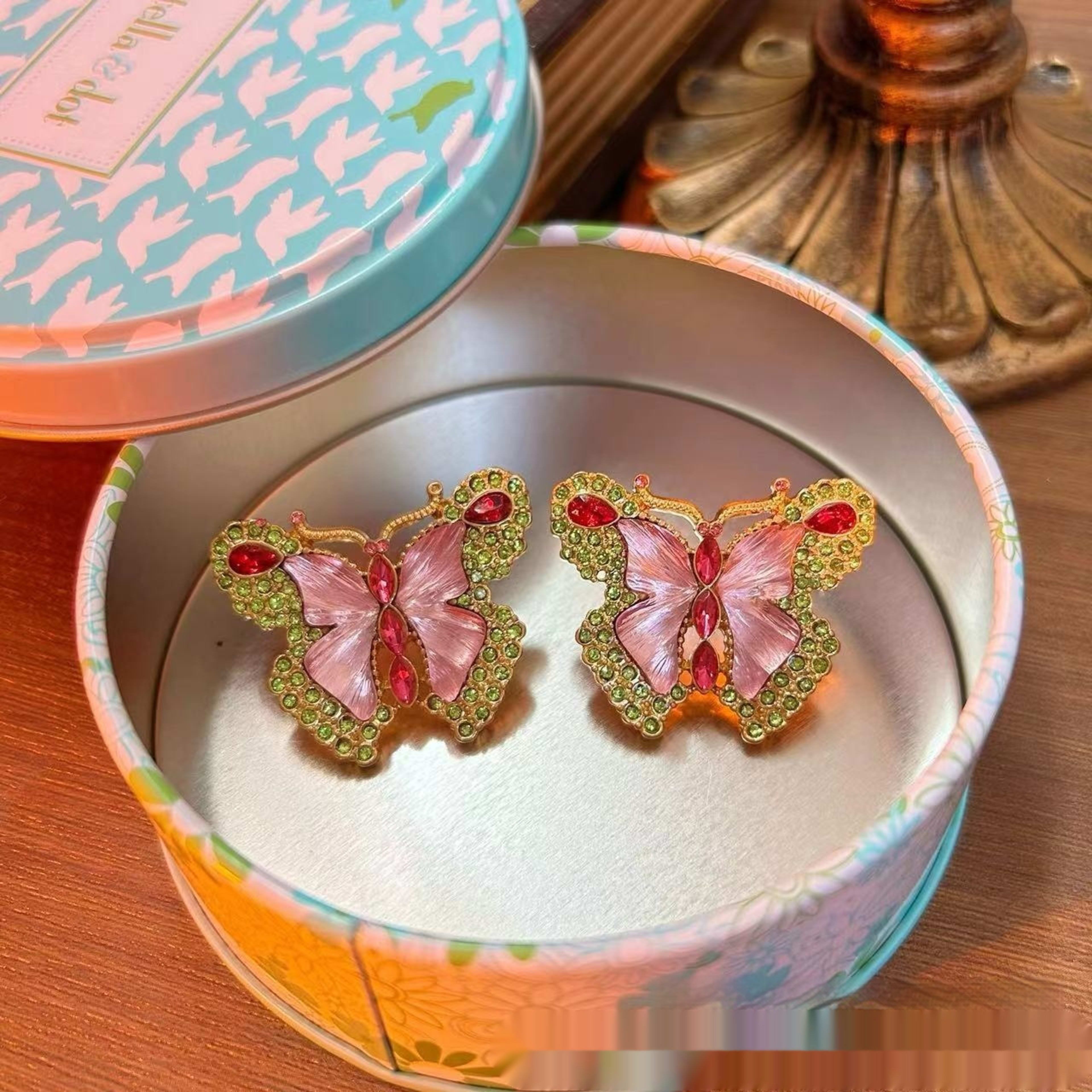 Butterfly Rhinestone Sweet Brooch Necklace Suit 5