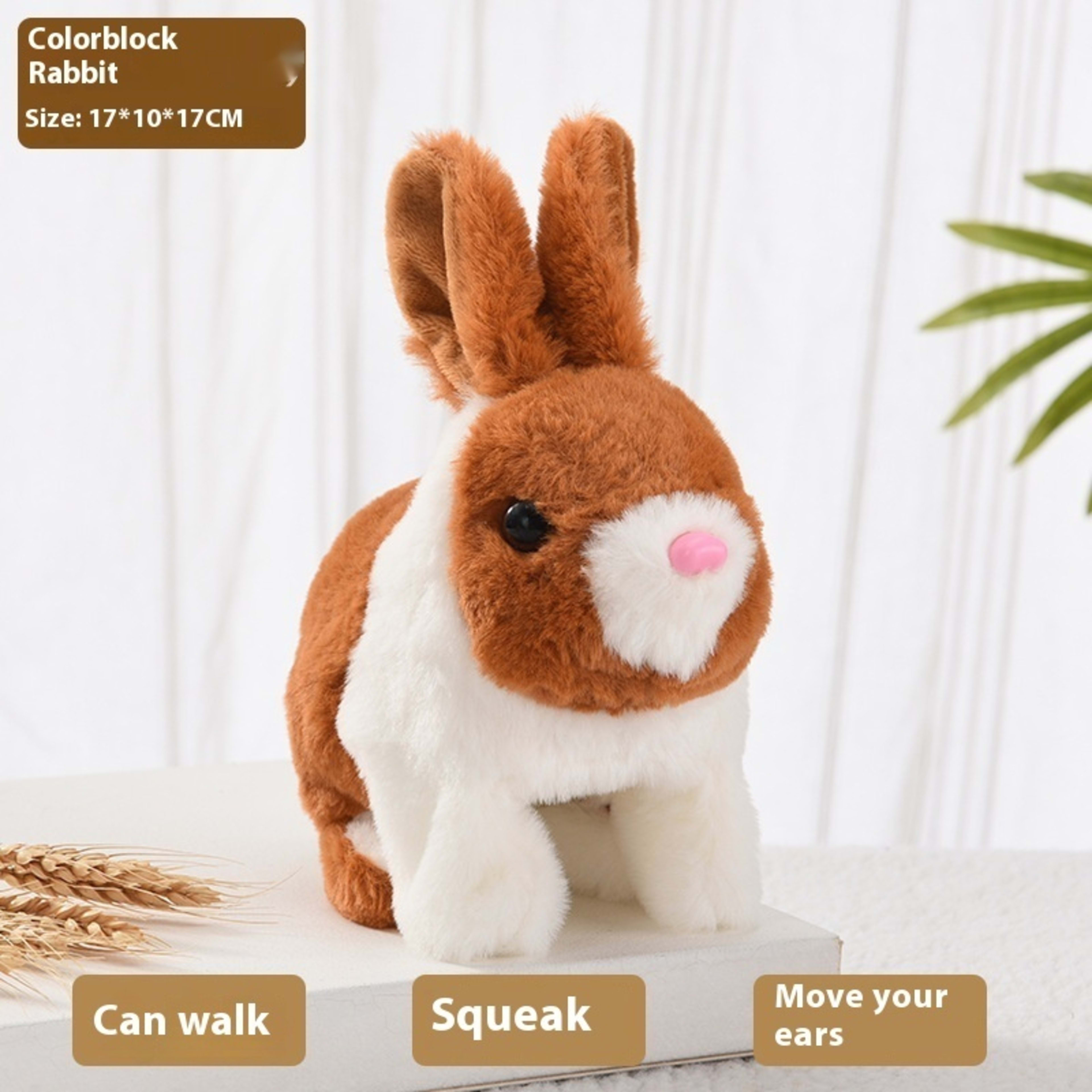 Plush Electric Walking And Moving Mouth Shaking Ears Long-haired Rabbit Pet Toy 2