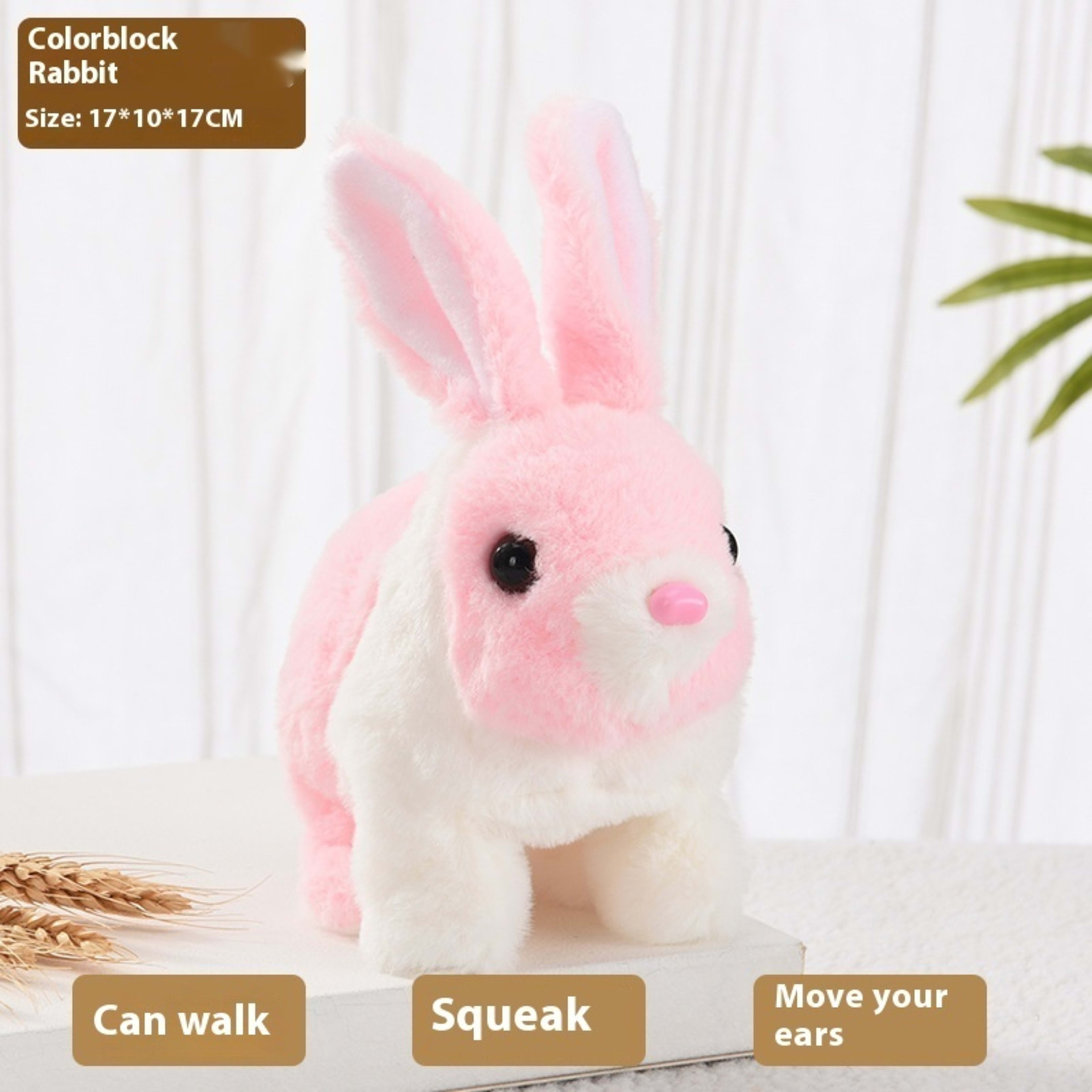 Plush Electric Walking And Moving Mouth Shaking Ears Long-haired Rabbit Pet Toy 7