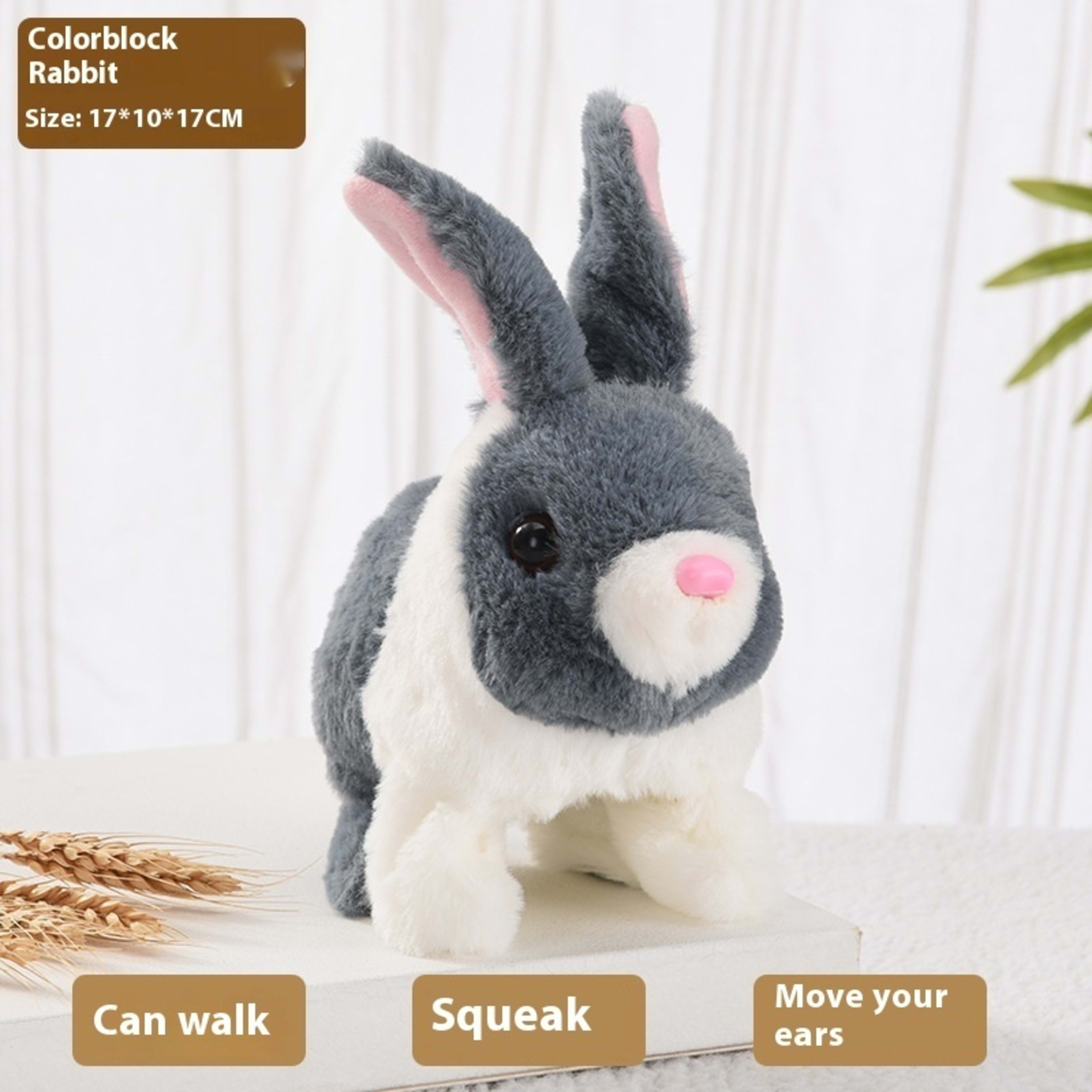 Plush Electric Walking And Moving Mouth Shaking Ears Long-haired Rabbit Pet Toy 4