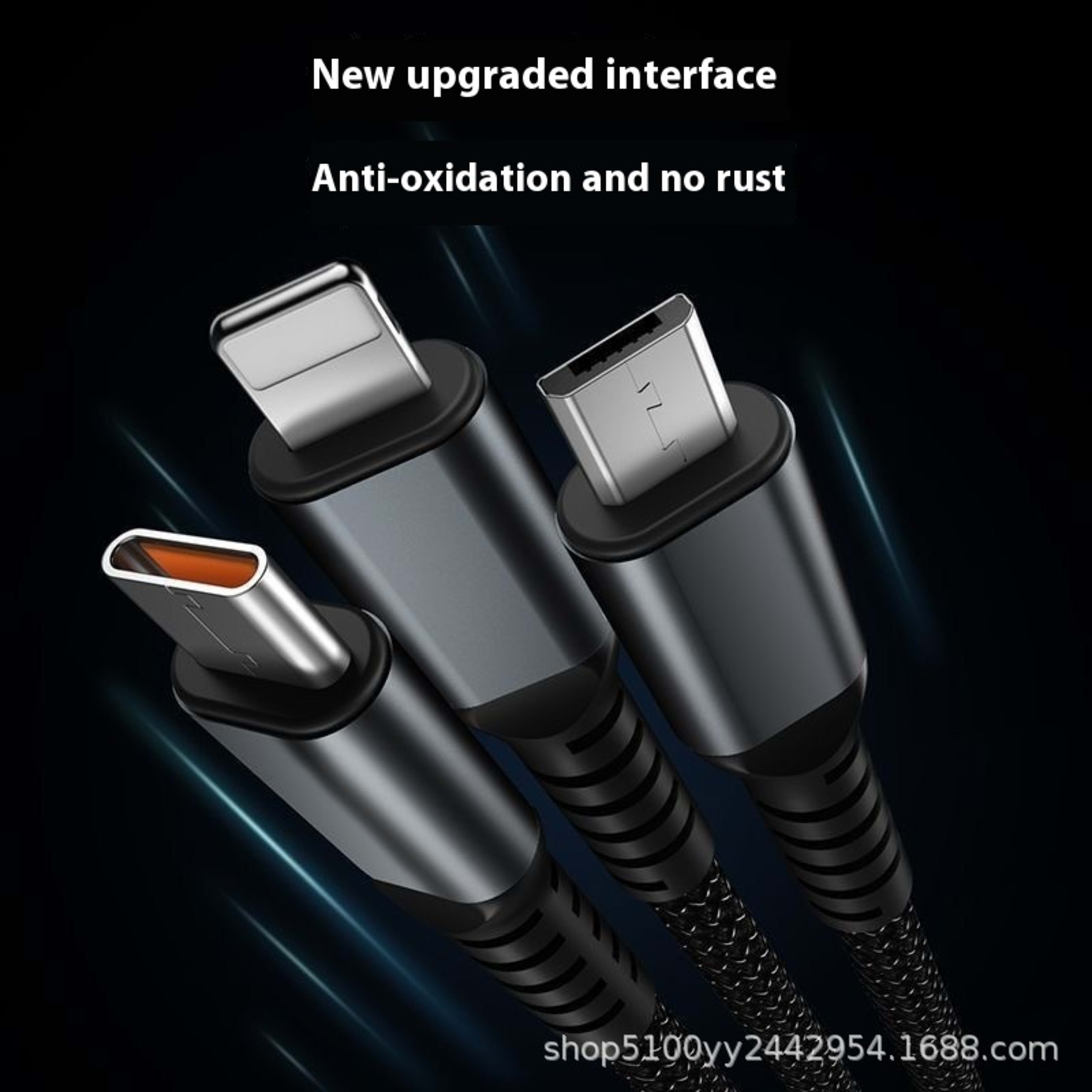 Mobile Phone Data Cable One-to-three Digital Display With Light Three-in-one Fast Charge Car Charging Cable 4