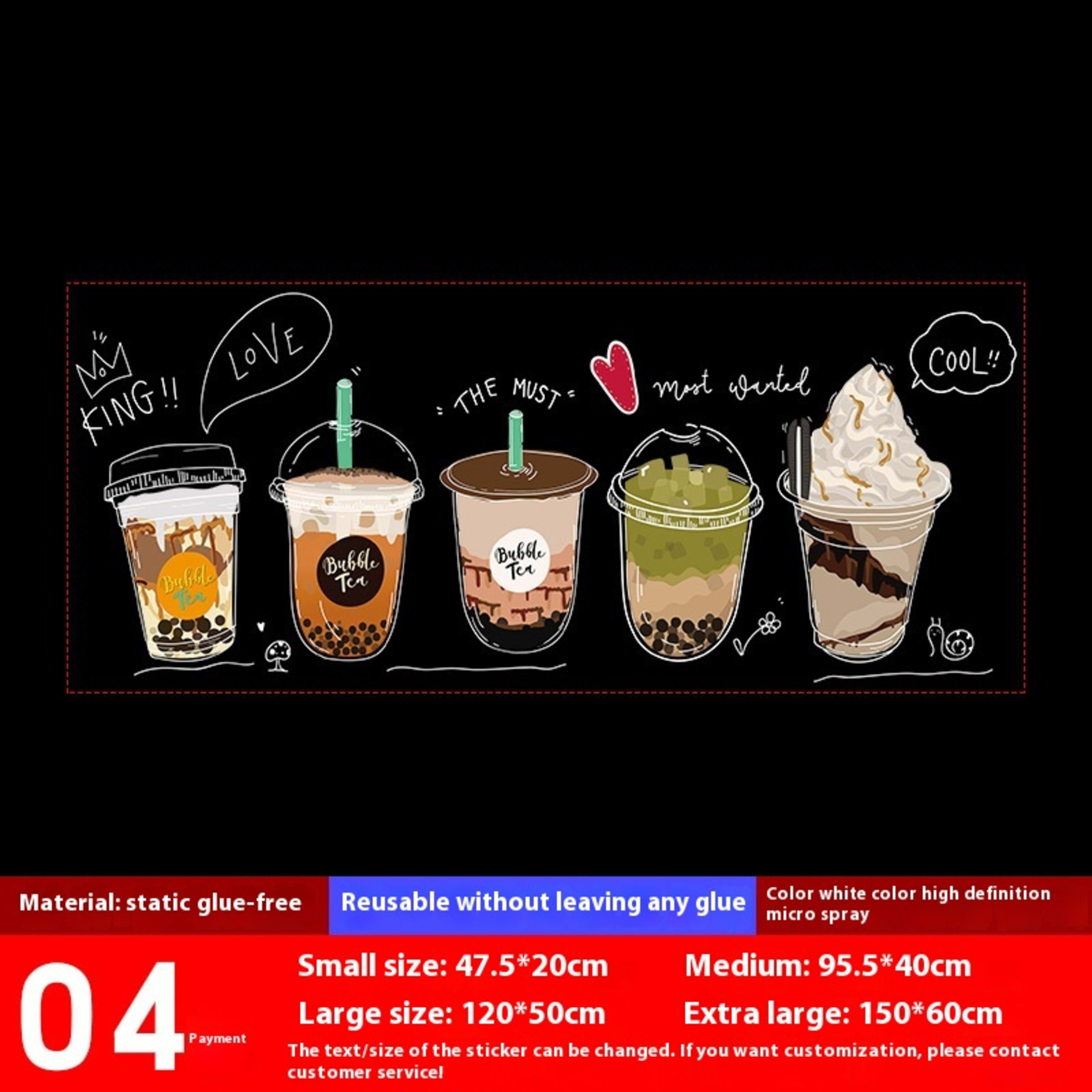 Milk Tea Shop Decoration Decoration Glass Doors Stickers 6