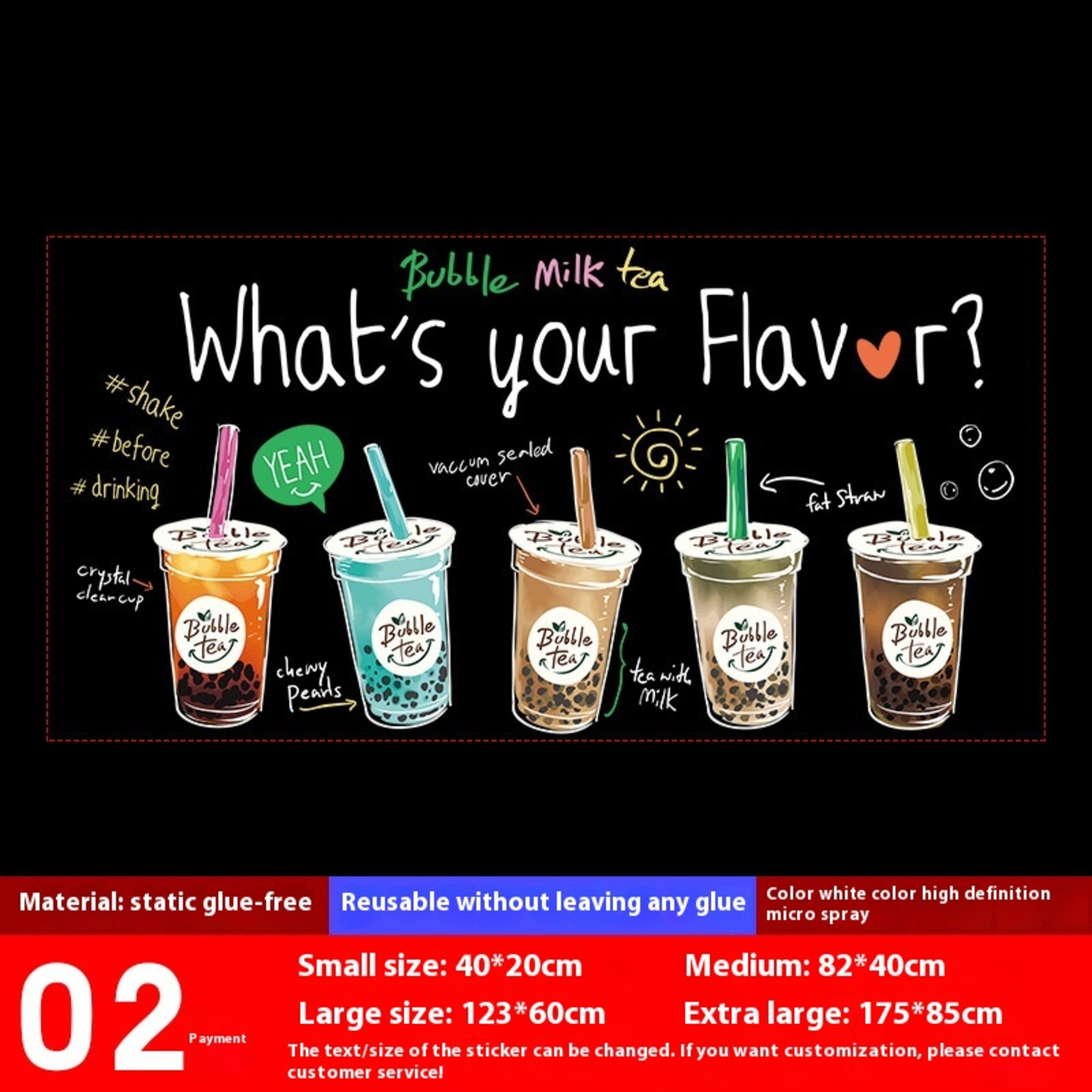 Milk Tea Shop Decoration Decoration Glass Doors Stickers 8