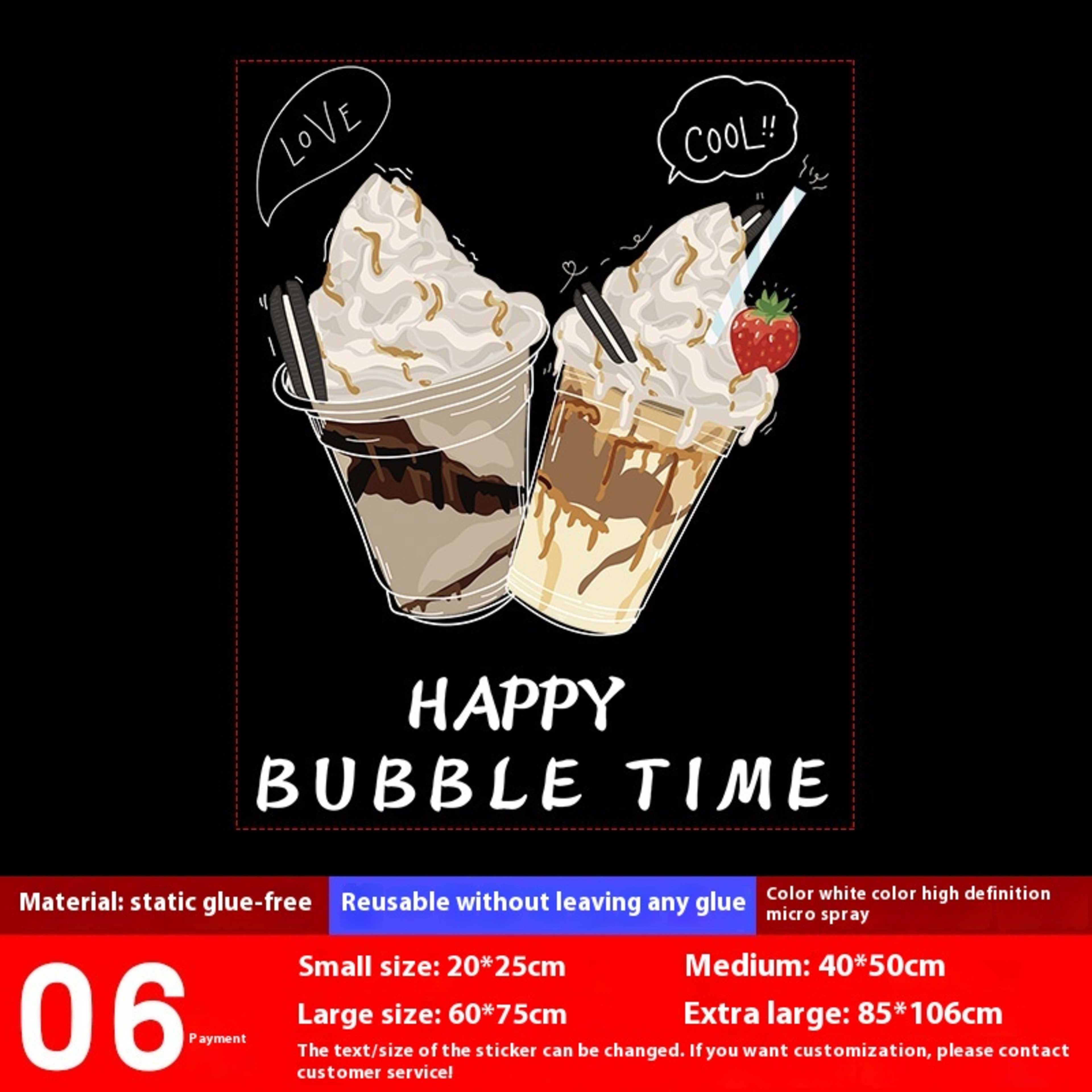 Milk Tea Shop Decoration Decoration Glass Doors Stickers 4