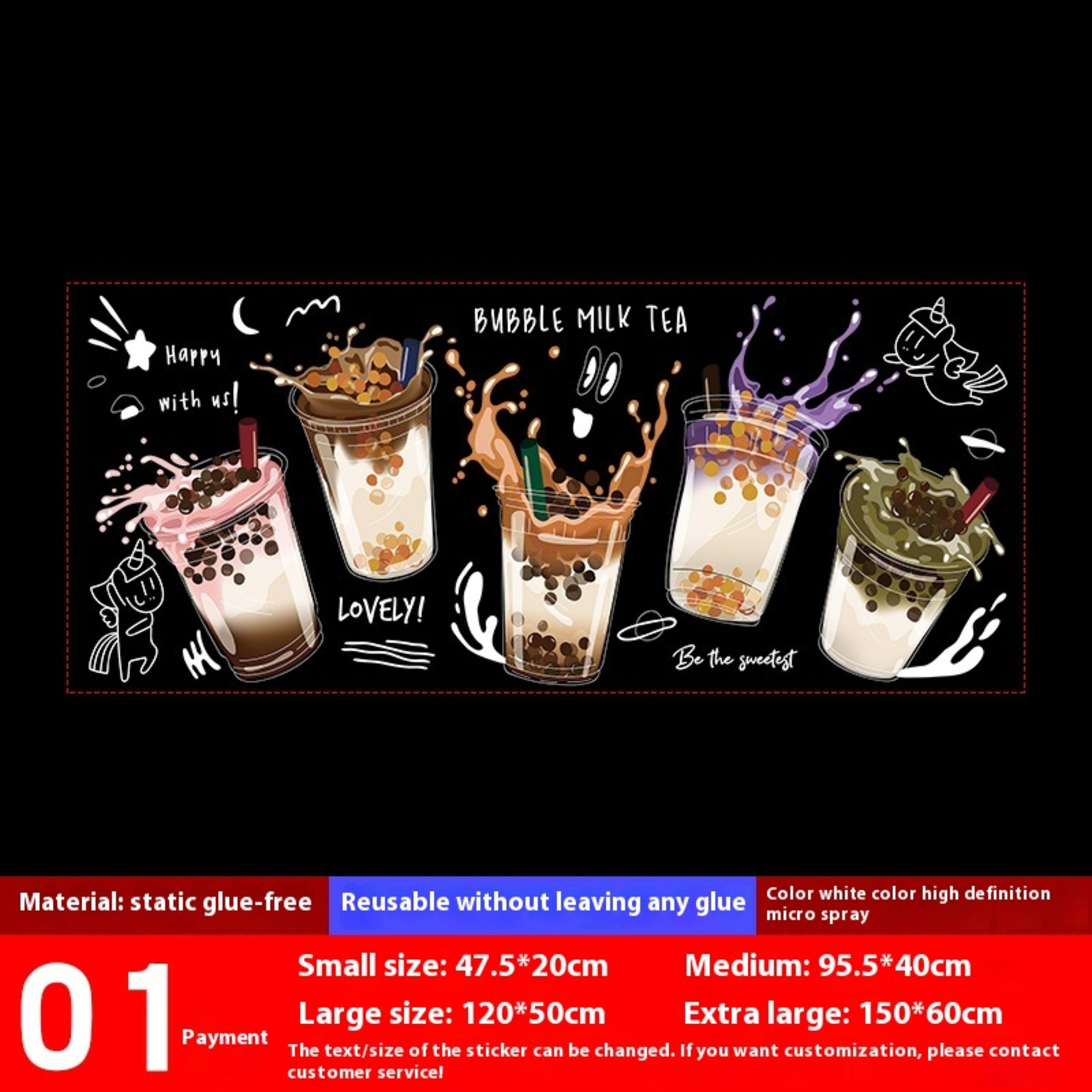 Milk Tea Shop Decoration Decoration Glass Doors Stickers 12
