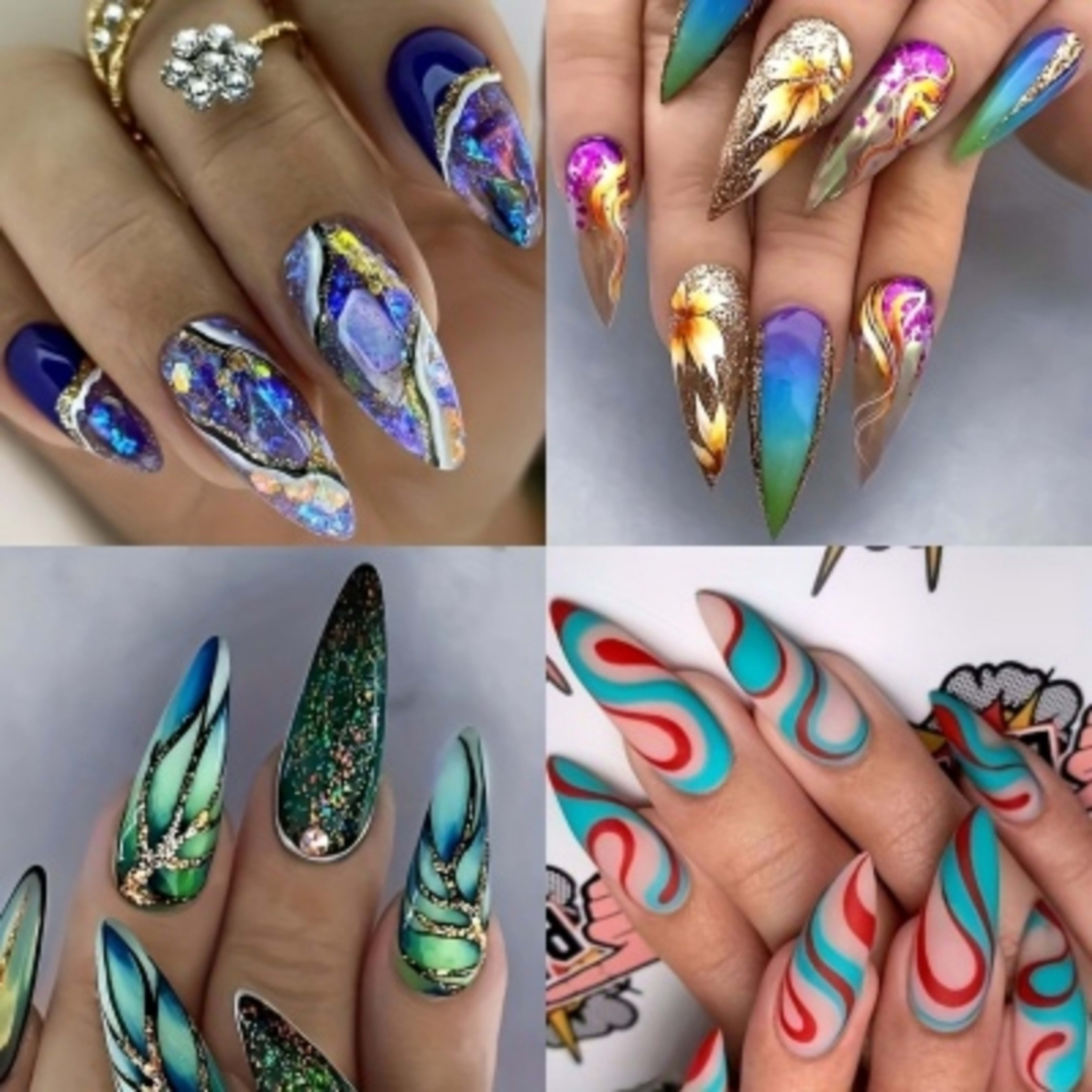 Colorful Lines Almond-shaped Rainbow Nail Sticker 6