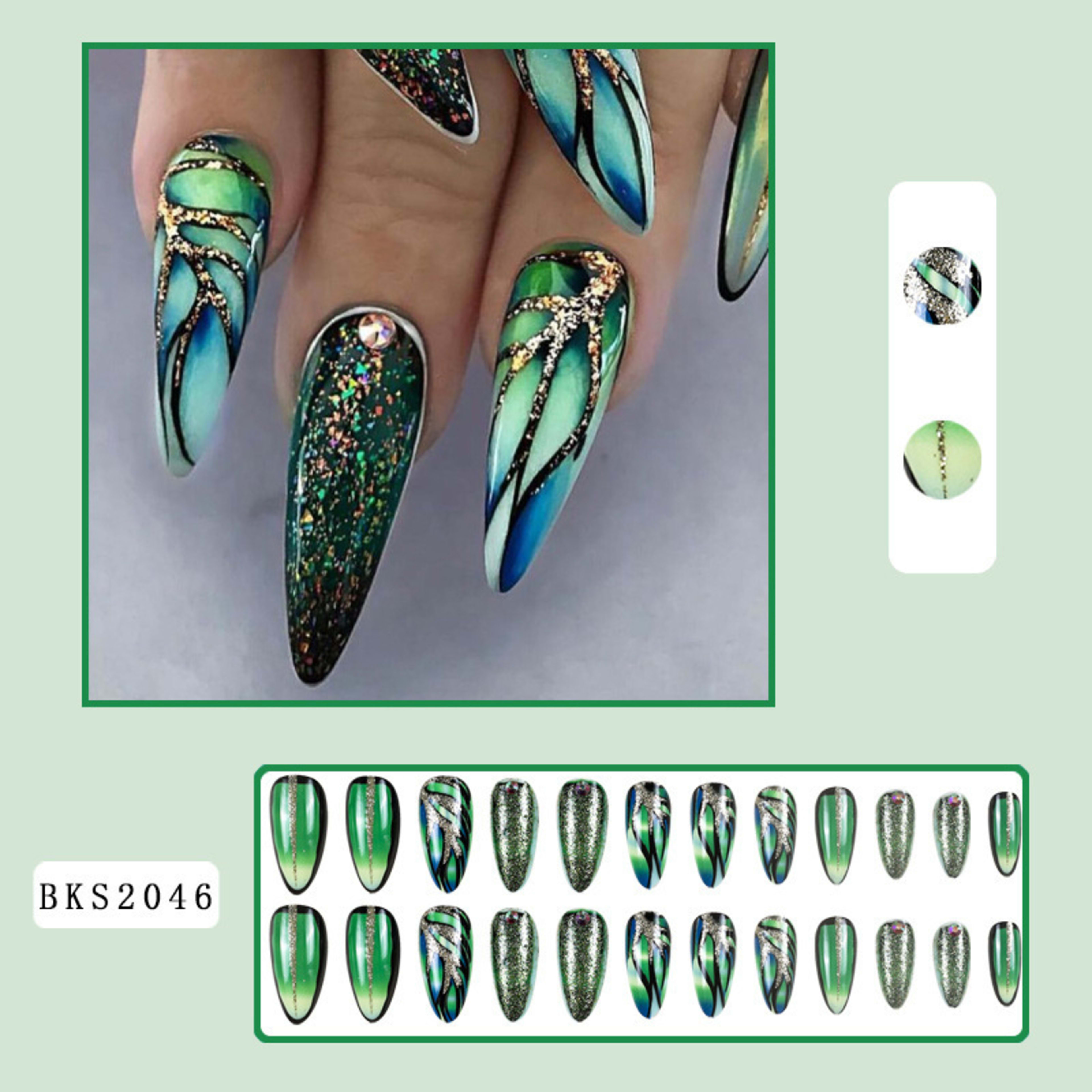 Colorful Lines Almond-shaped Rainbow Nail Sticker 2