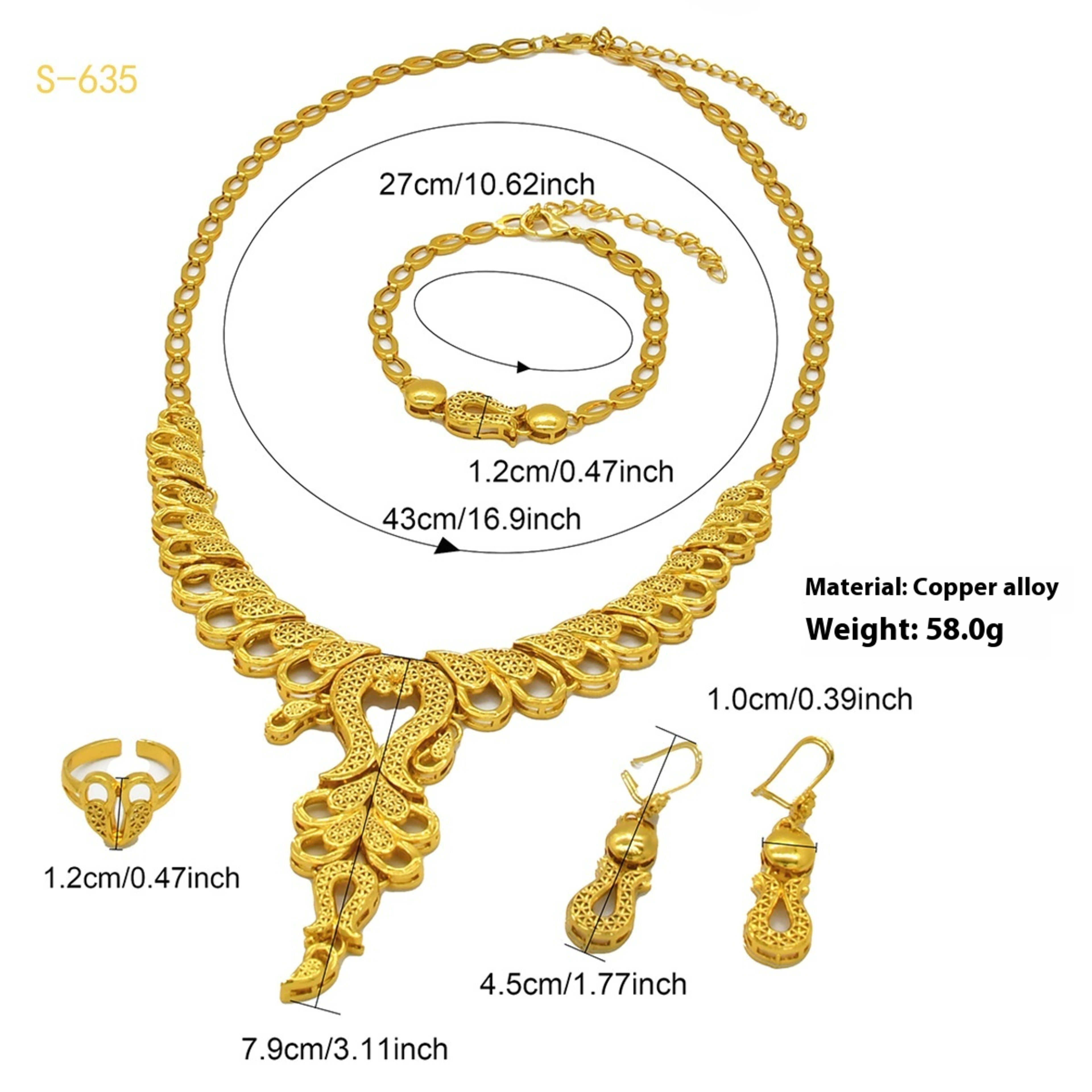 24K Gold Plated Arabic Women's Bridal Jewelry Suit 5