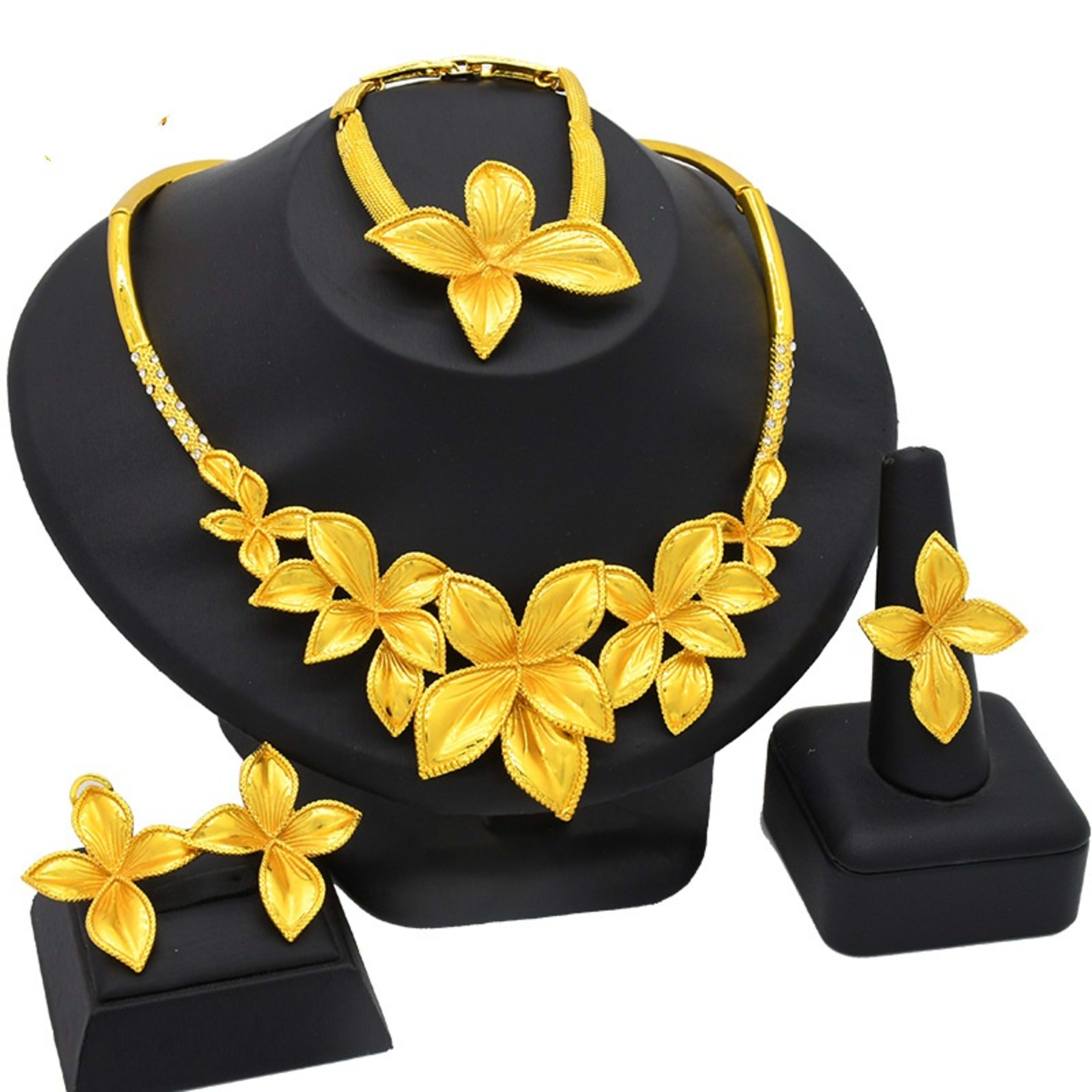 Women's Jewelry Suit Necklace Earring Ring Bracelet Four-piece Set 3