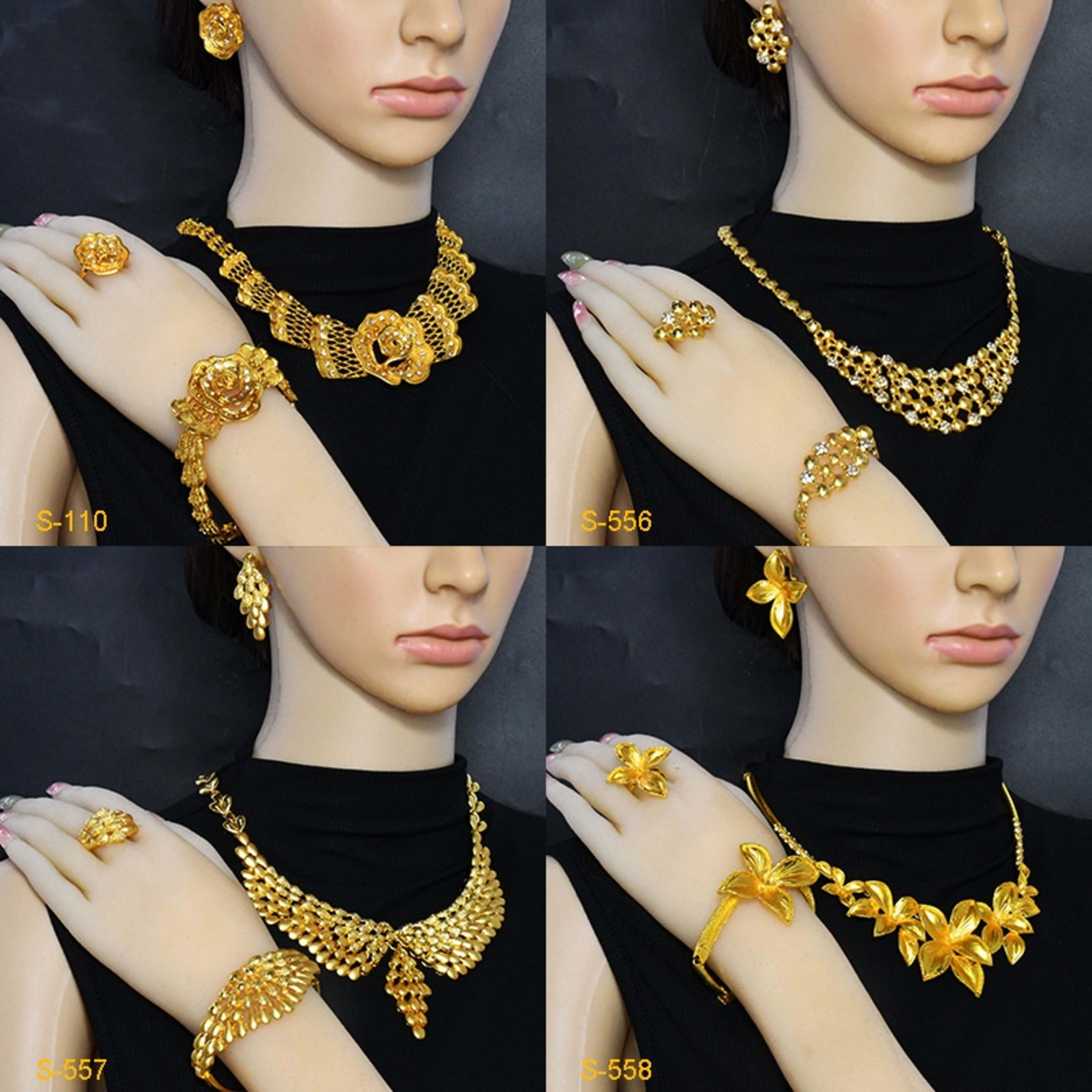 Women's Jewelry Suit Necklace Earring Ring Bracelet Four-piece Set 4
