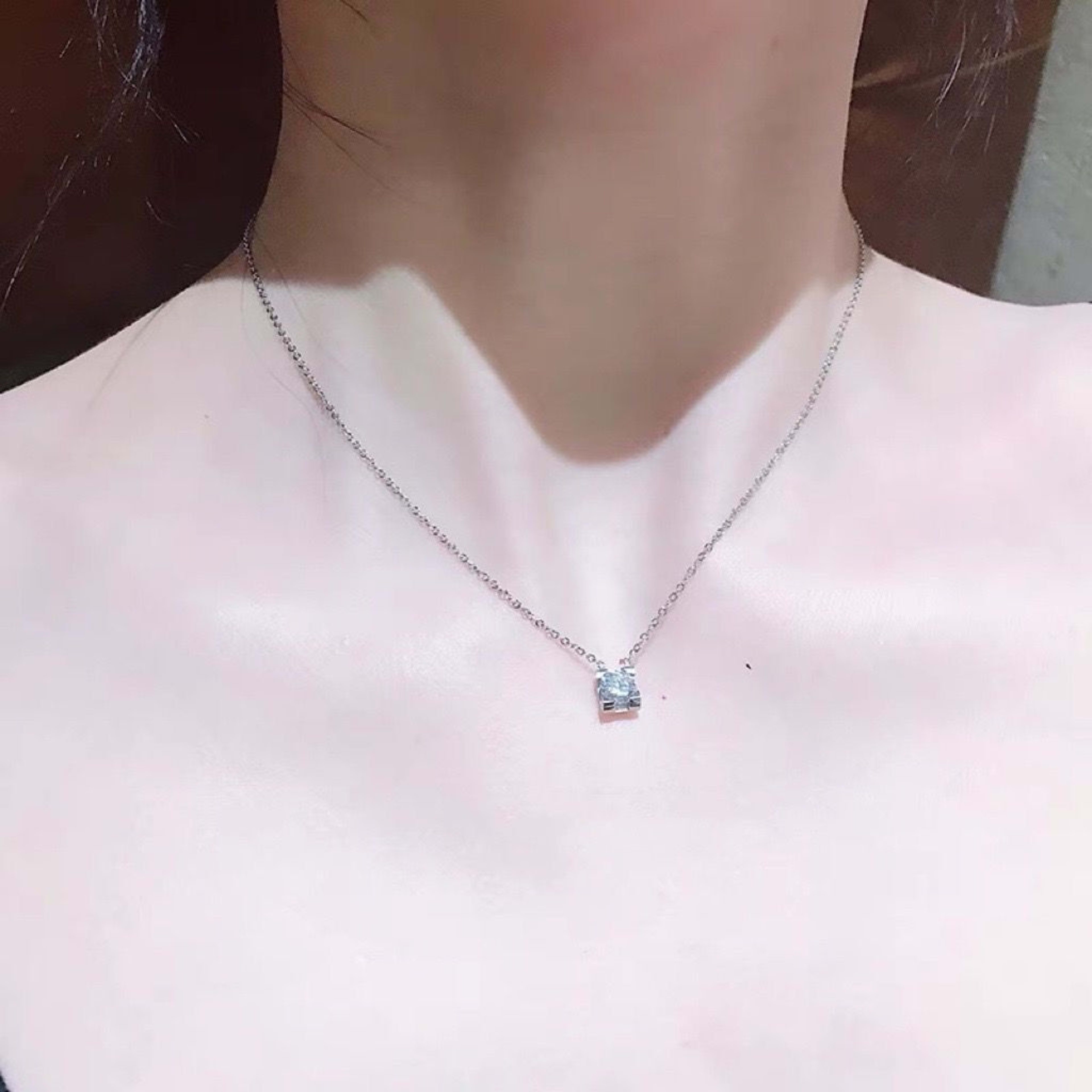 Simple Four-claw Single Diamond Pendant Female Temperament Titanium Steel Necklace 10